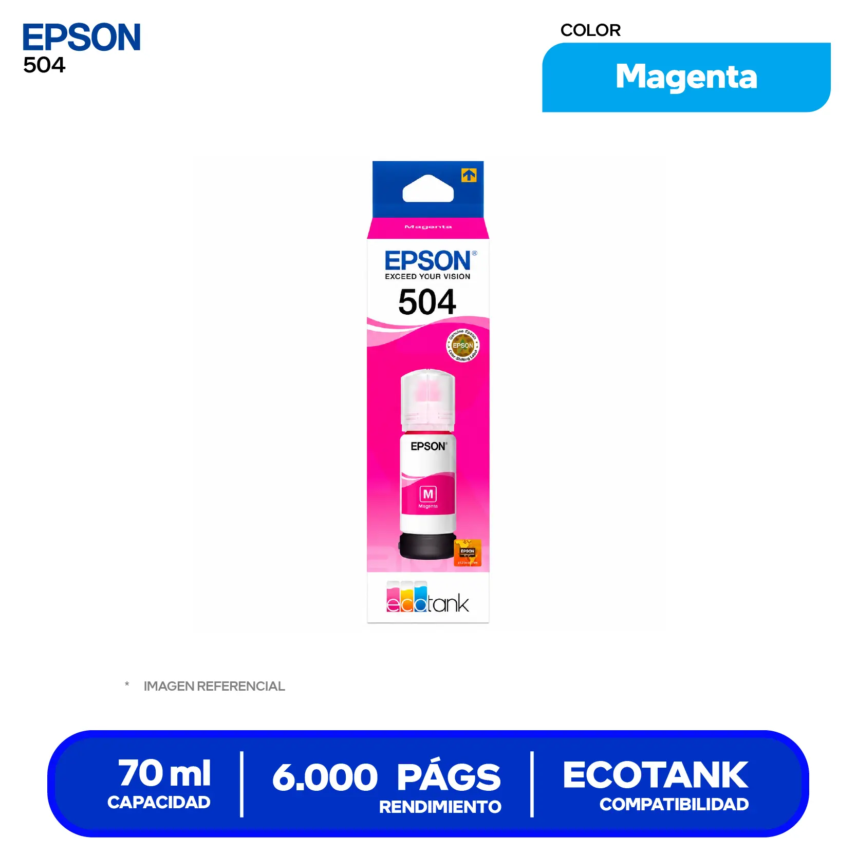 Botella de Tinta Epson T504 Magenta (T504320-AL)