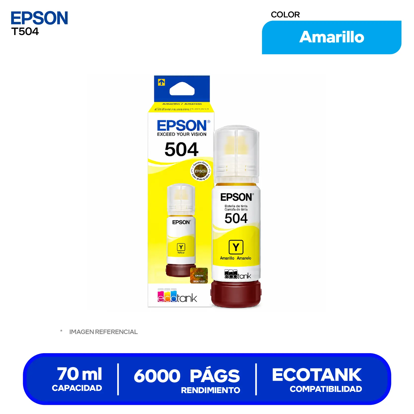 Botella de Tinta Epson T504 Amarillo (T504420-AL)