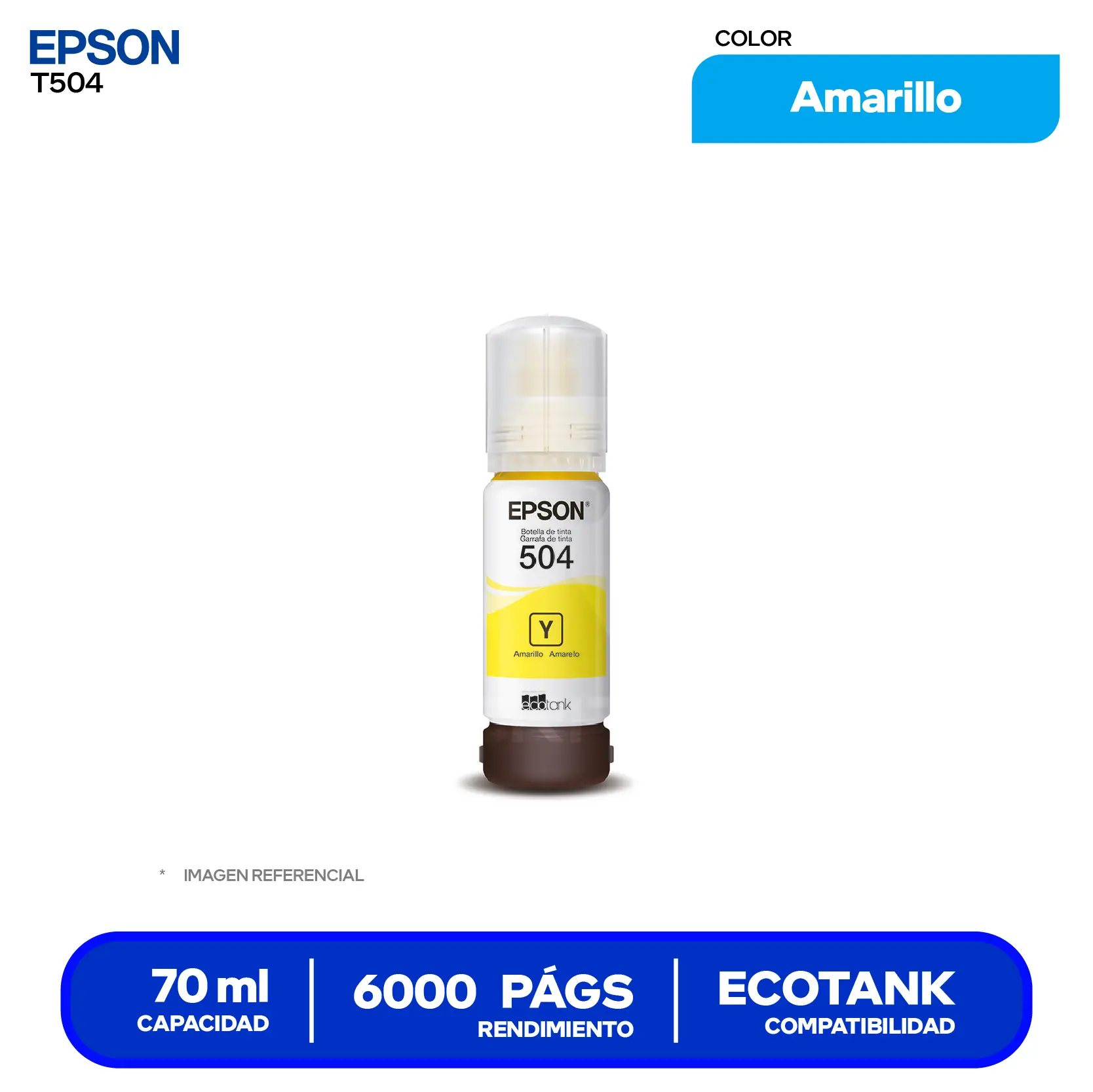 Botella de Tinta Epson T504 Amarillo (T504420-AL)