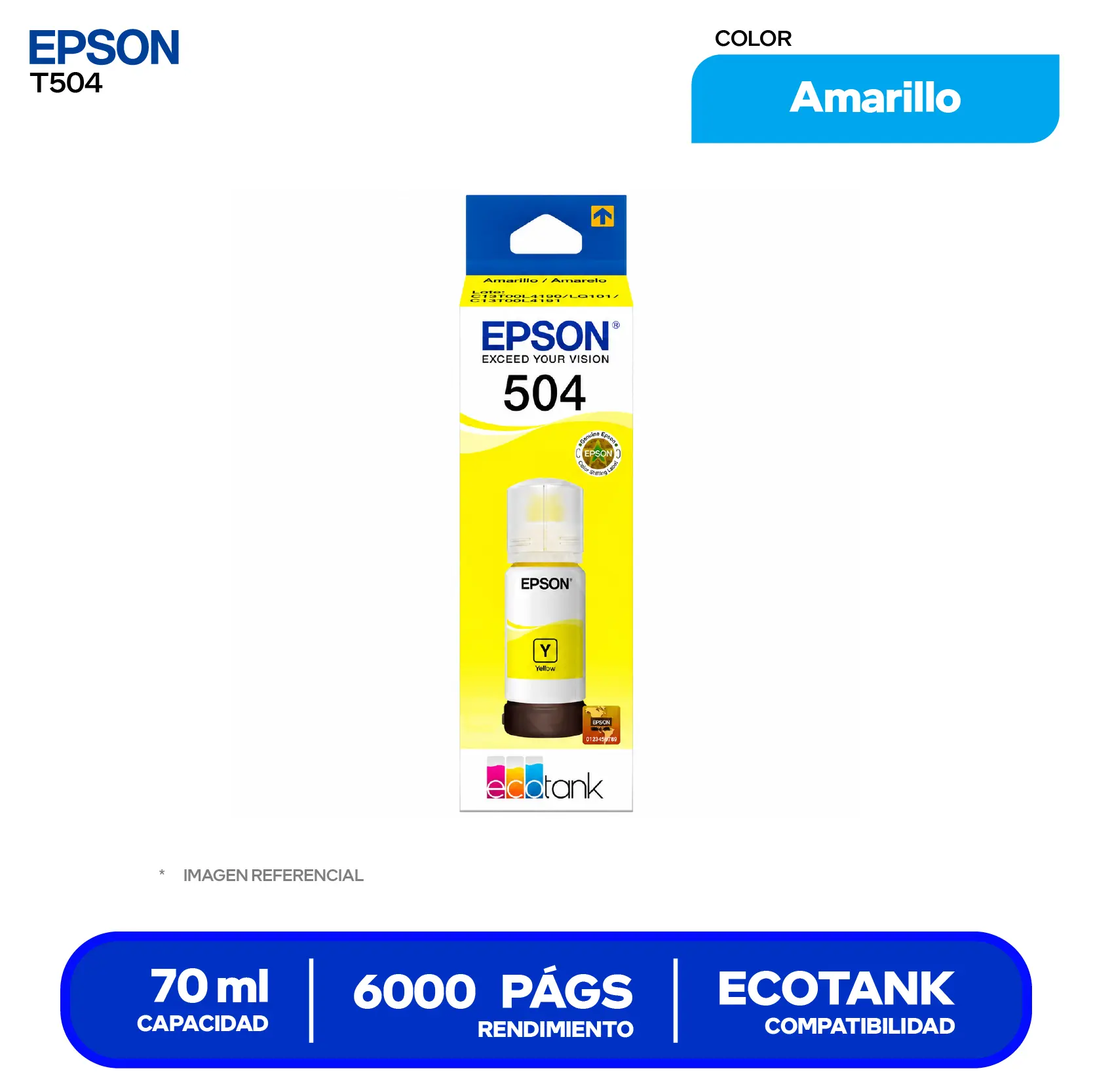 Botella de Tinta Epson T504 Amarillo (T504420-AL)