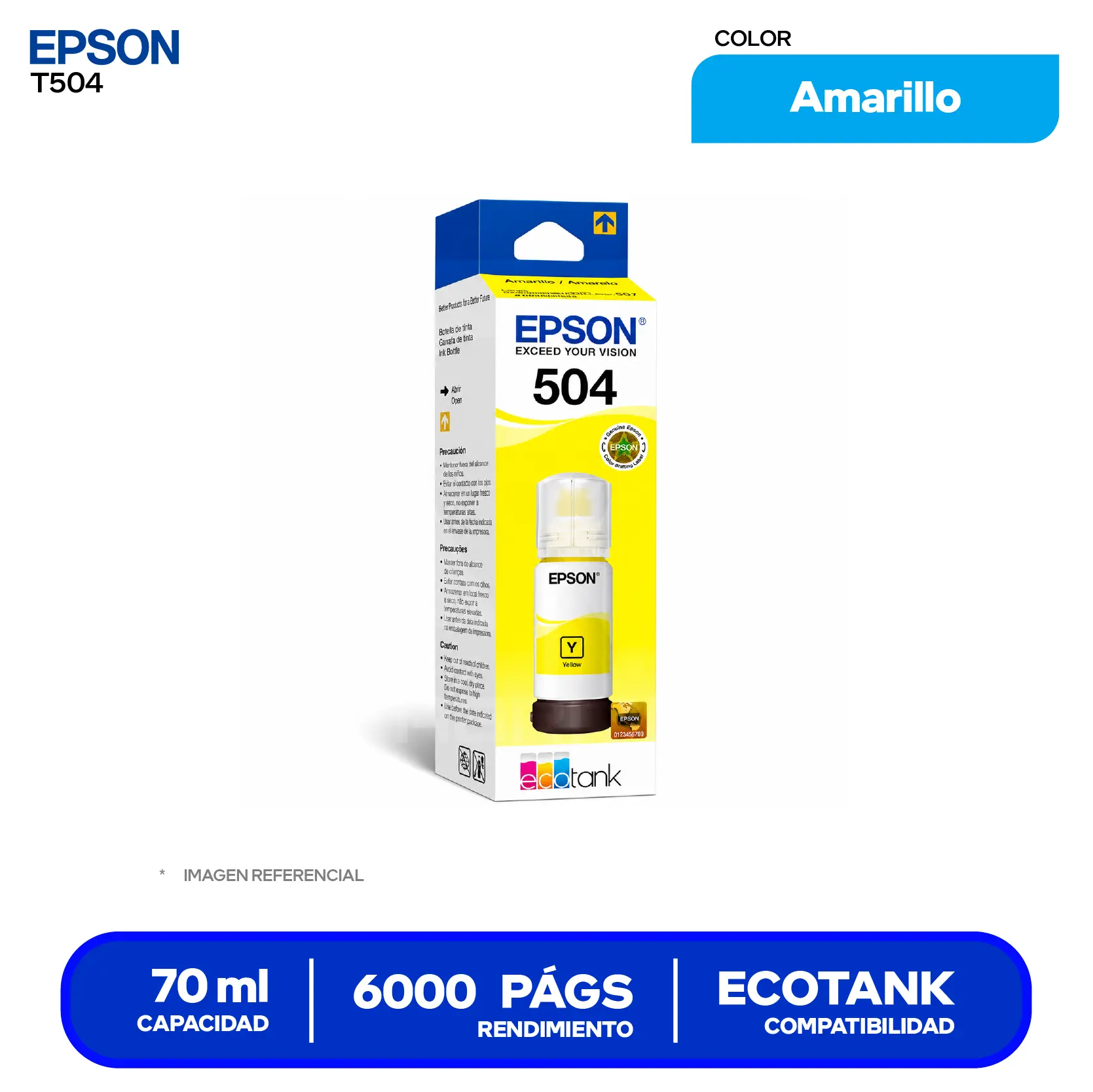 Botella de Tinta Epson T504 Amarillo (T504420-AL)