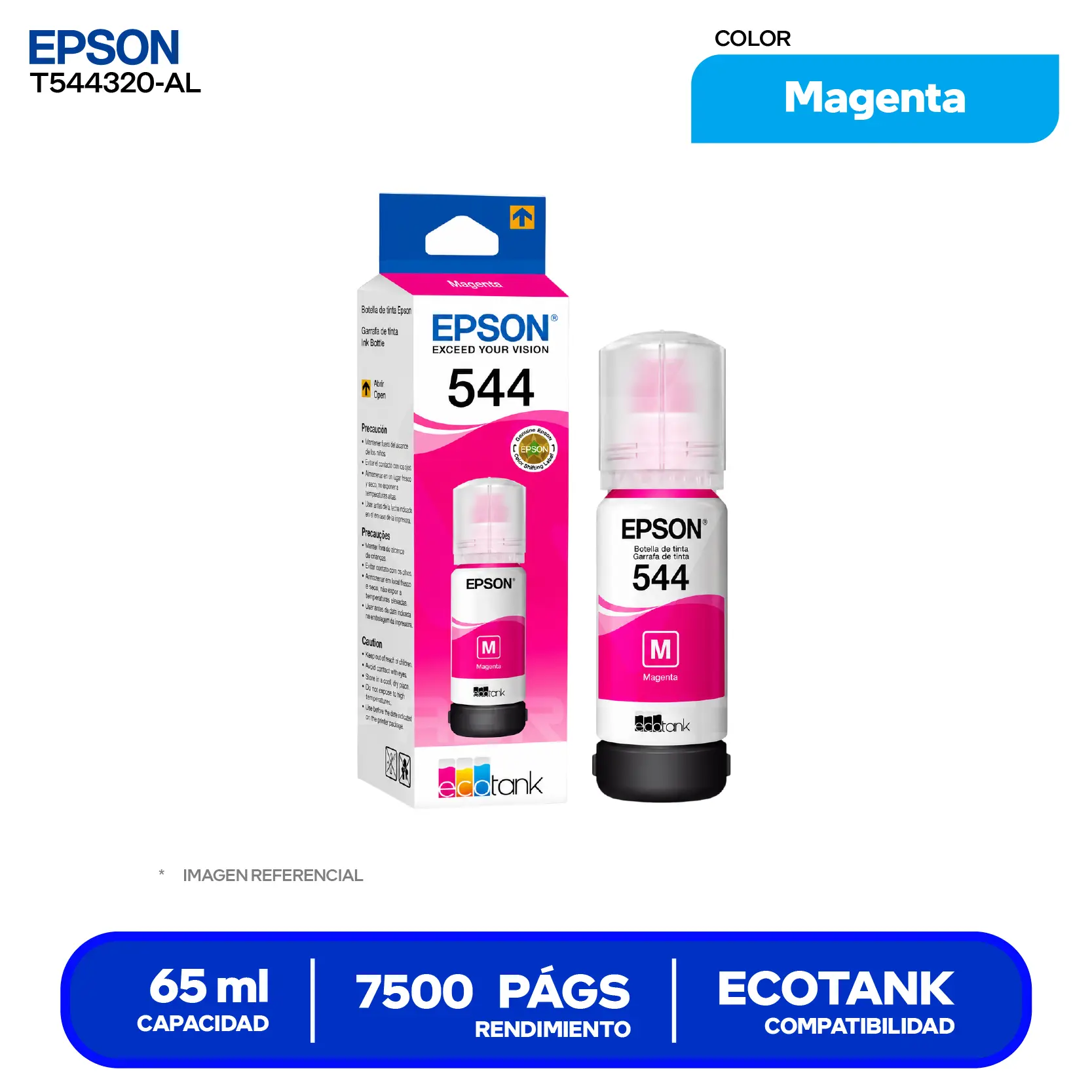 Botella de Tinta Epson T544 Magenta (T544320-AL)