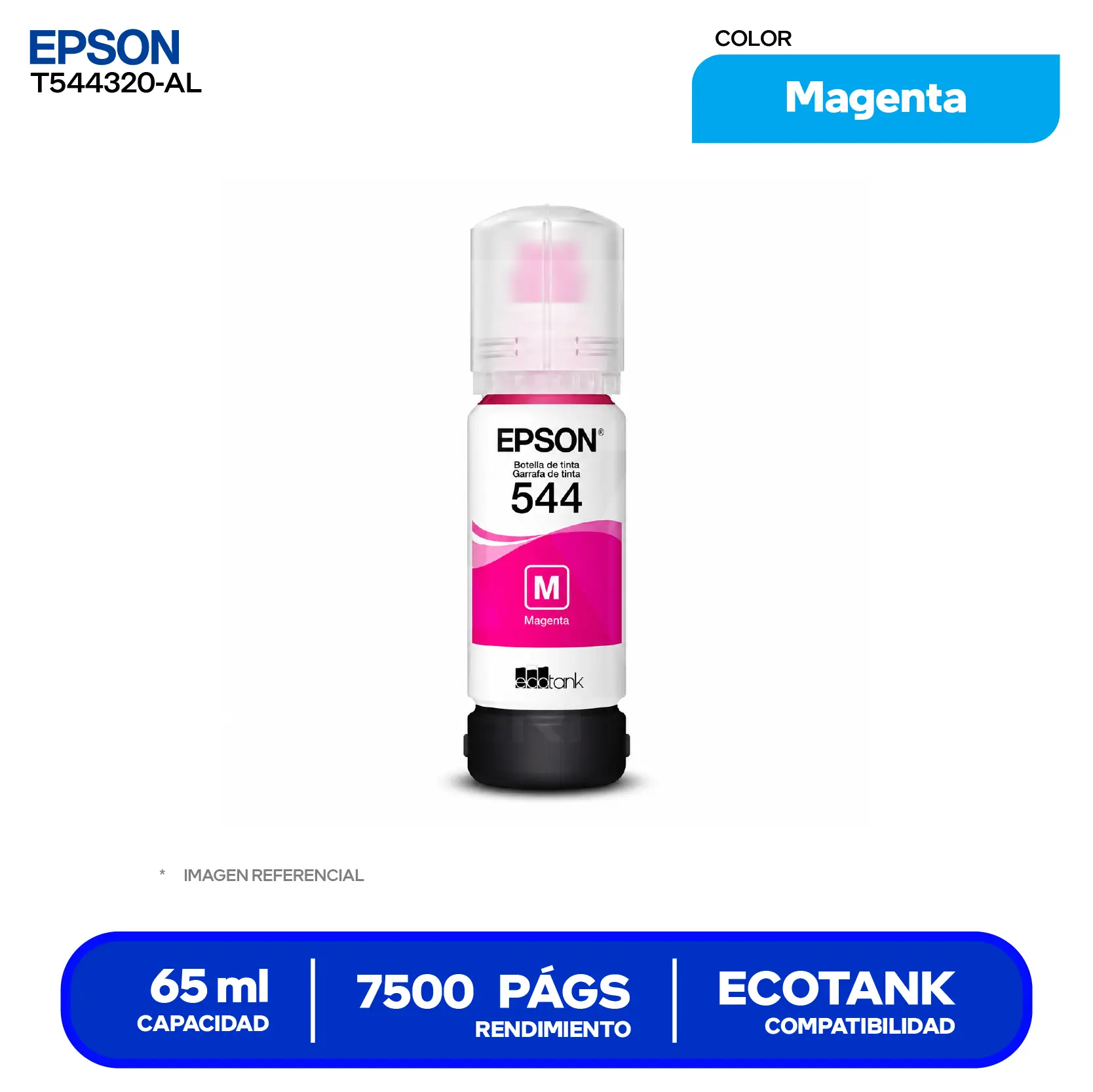 Botella de Tinta Epson T544 Magenta (T544320-AL)