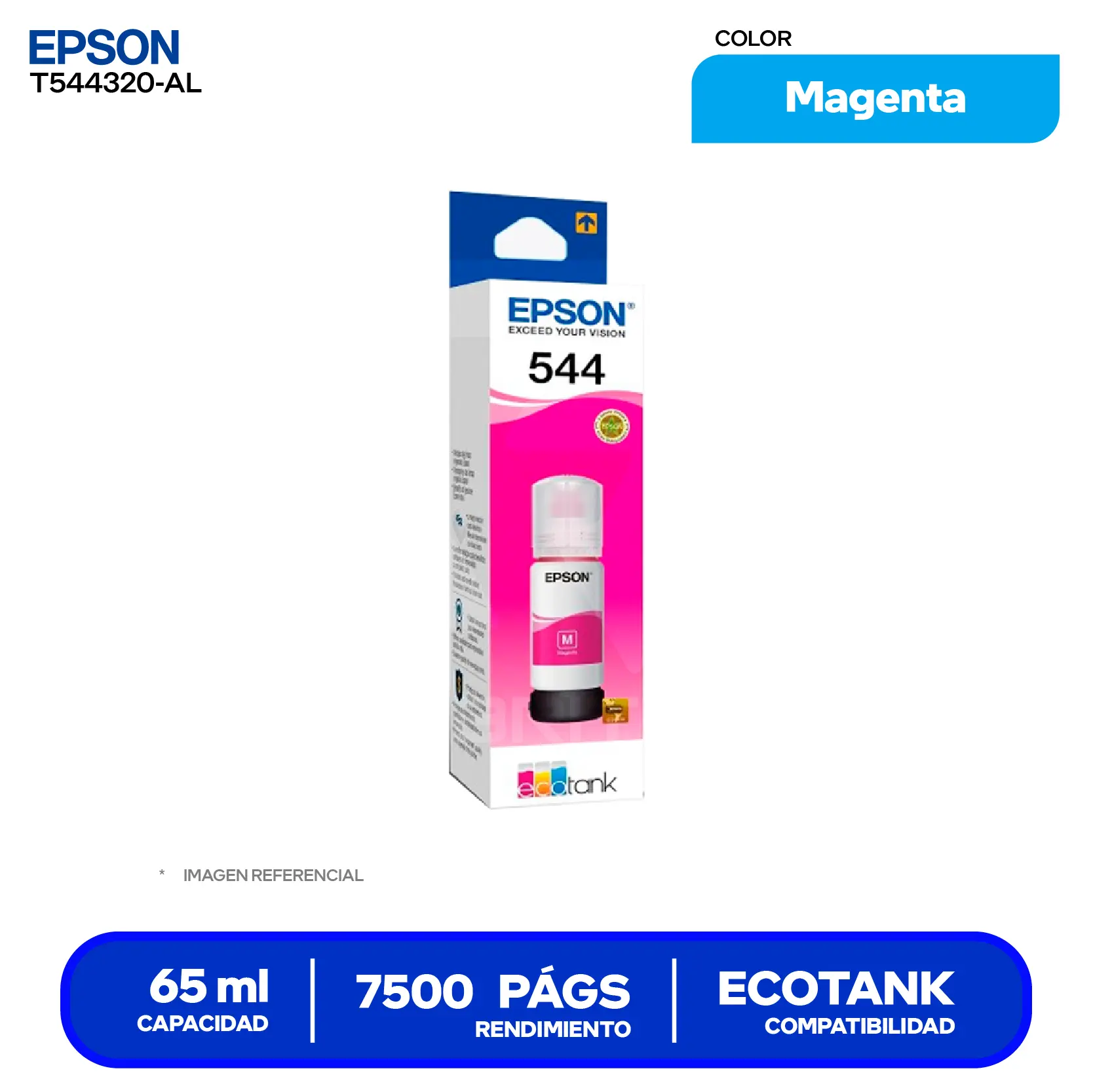 Botella de Tinta Epson T544 Magenta (T544320-AL)