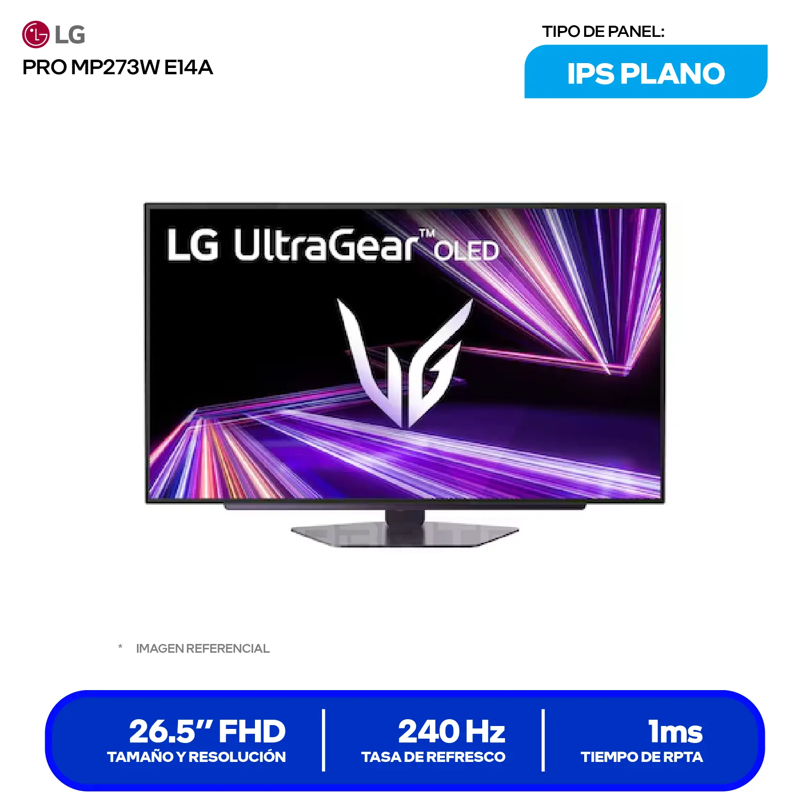 Monitor LG UltraGear 27" OLED QHD (27GX704A-B) QHD, 240Hz, 0.03ms, Plano