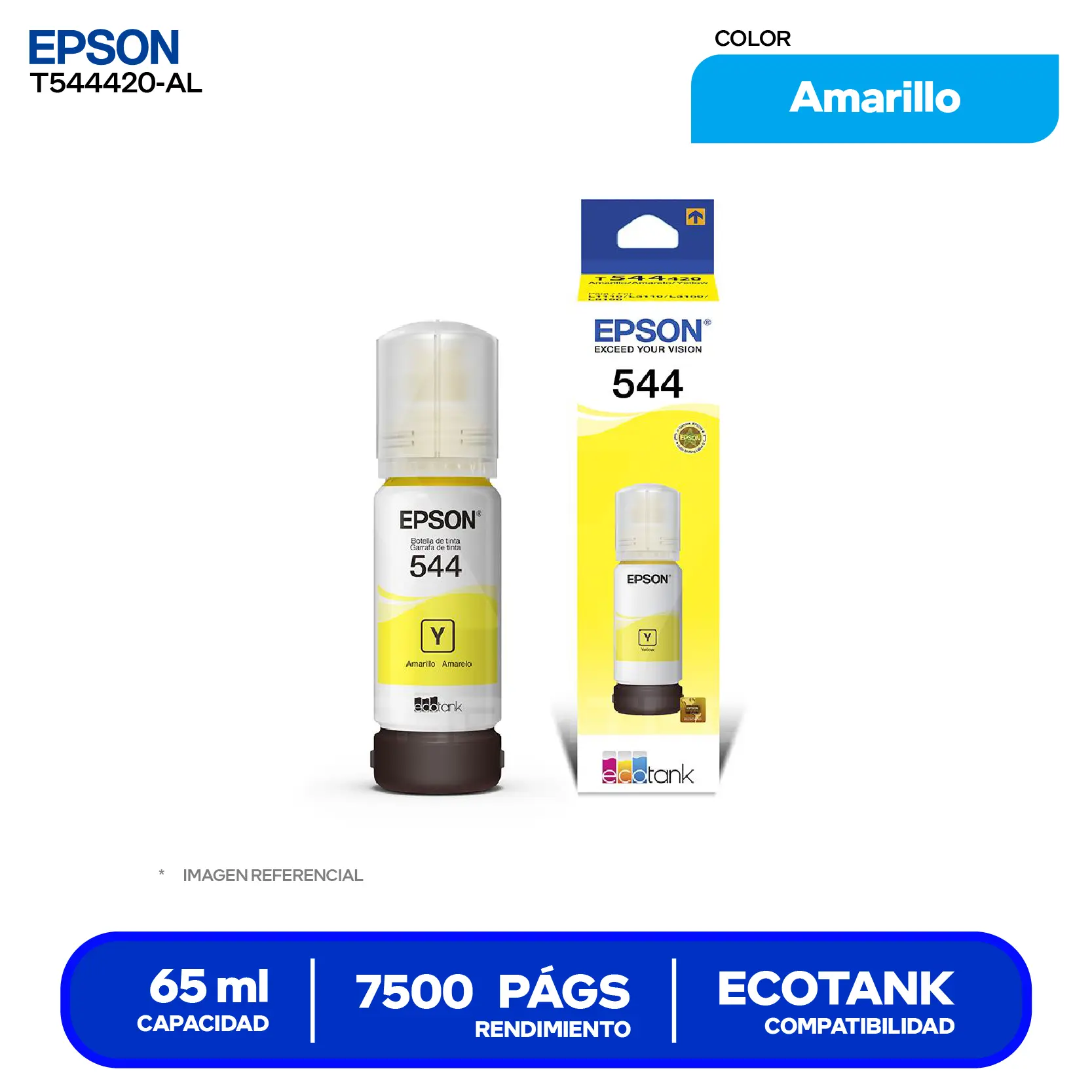 Botella de Tinta Epson T544 Amarillo (T544420-AL)