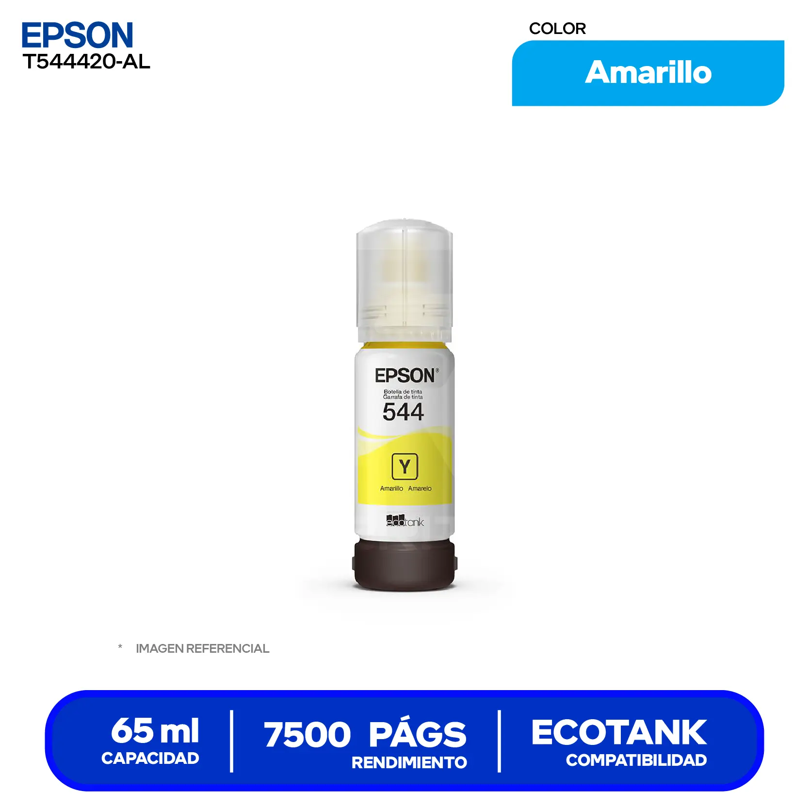 Botella de Tinta Epson T544 Amarillo (T544420-AL)
