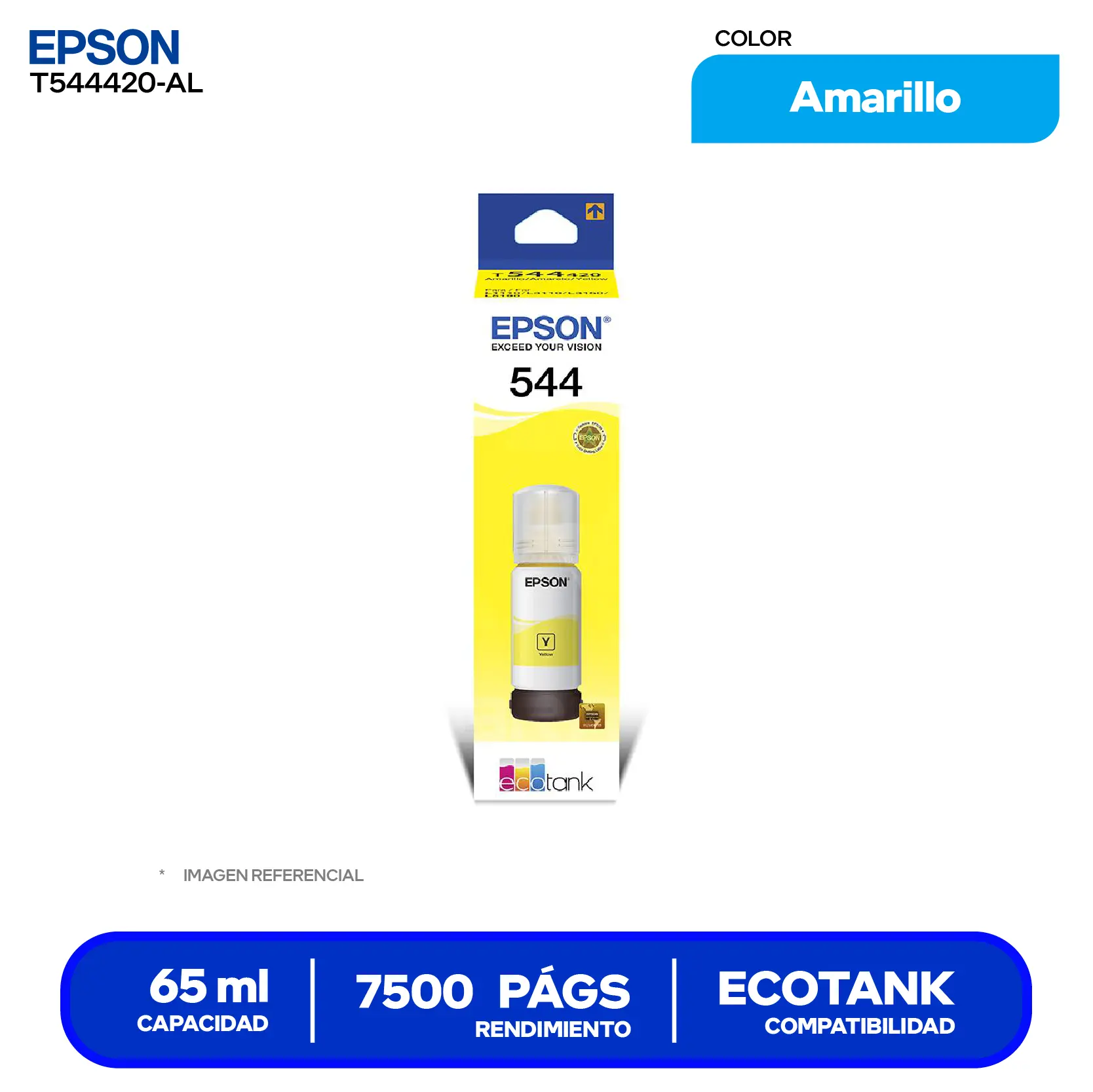 Botella de Tinta Epson T544 Amarillo (T544420-AL)
