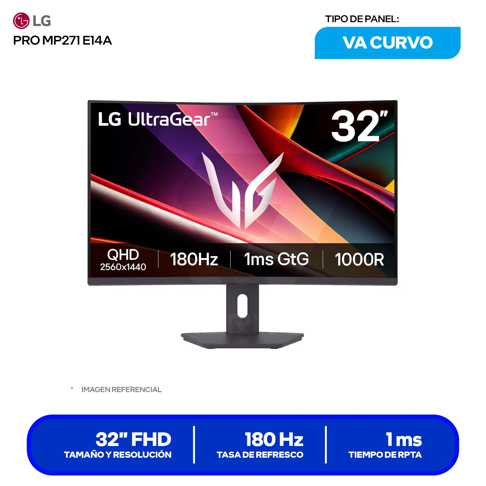 Monitor LG UltraGear G6 32" VA (32G600A-B) QHD, 180Hz, 1ms, Curvo