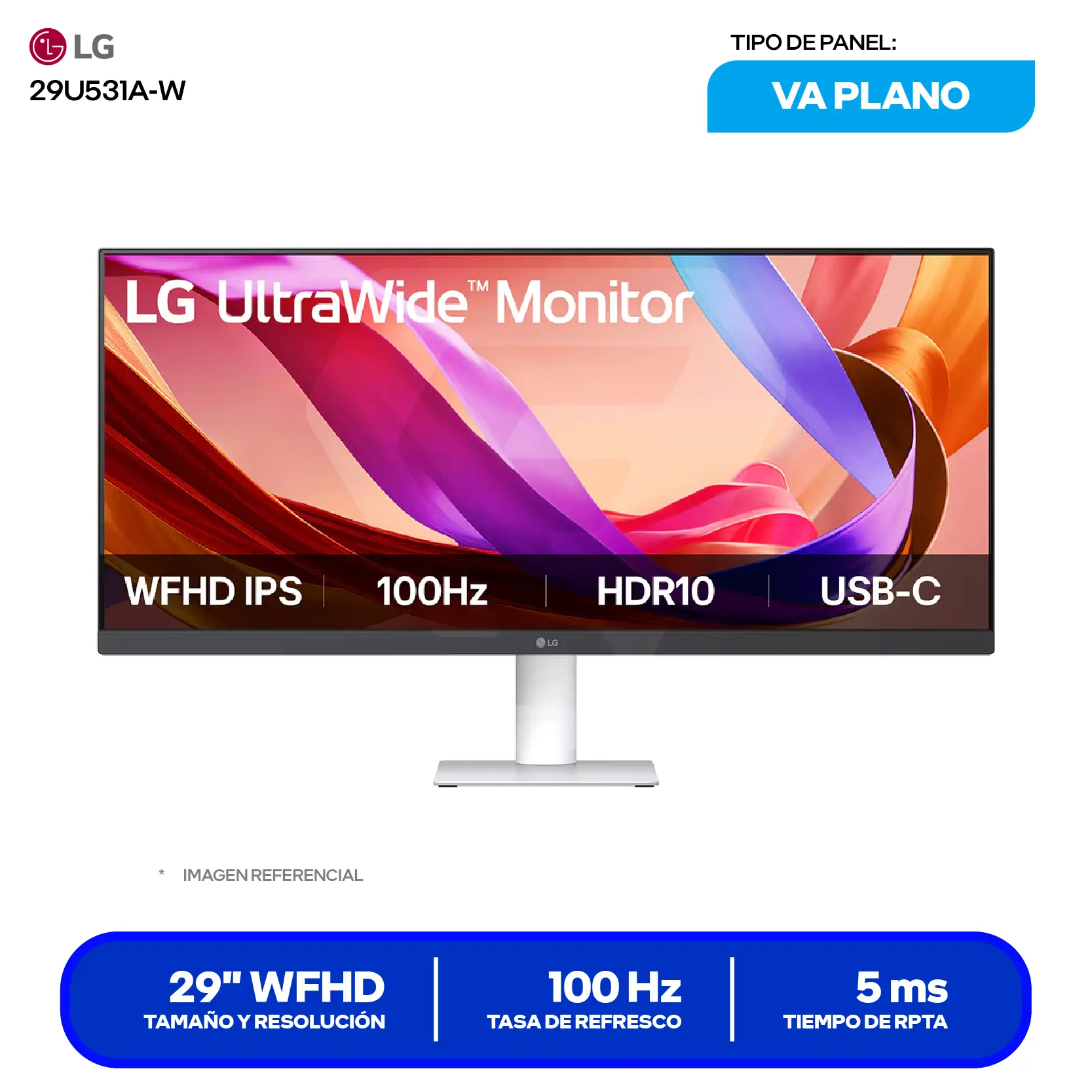 Monitor LG UltraWide 29” IPS (29U531A-W) WFHD, 100Hz, 5ms, Plano, Altavoces Integrados
