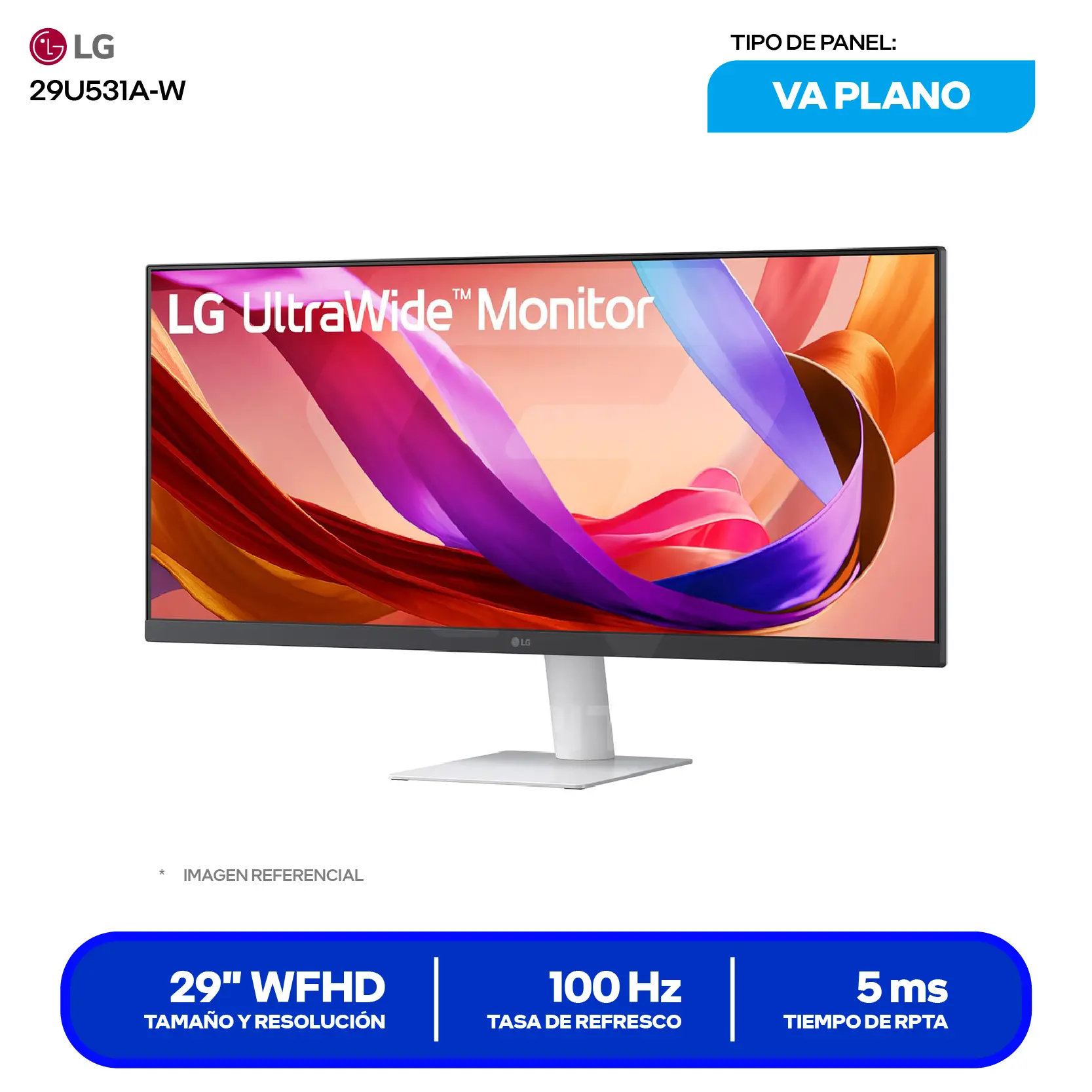 Monitor LG UltraWide 29” IPS (29U531A-W) WFHD, 100Hz, 5ms, Plano, Altavoces Integrados