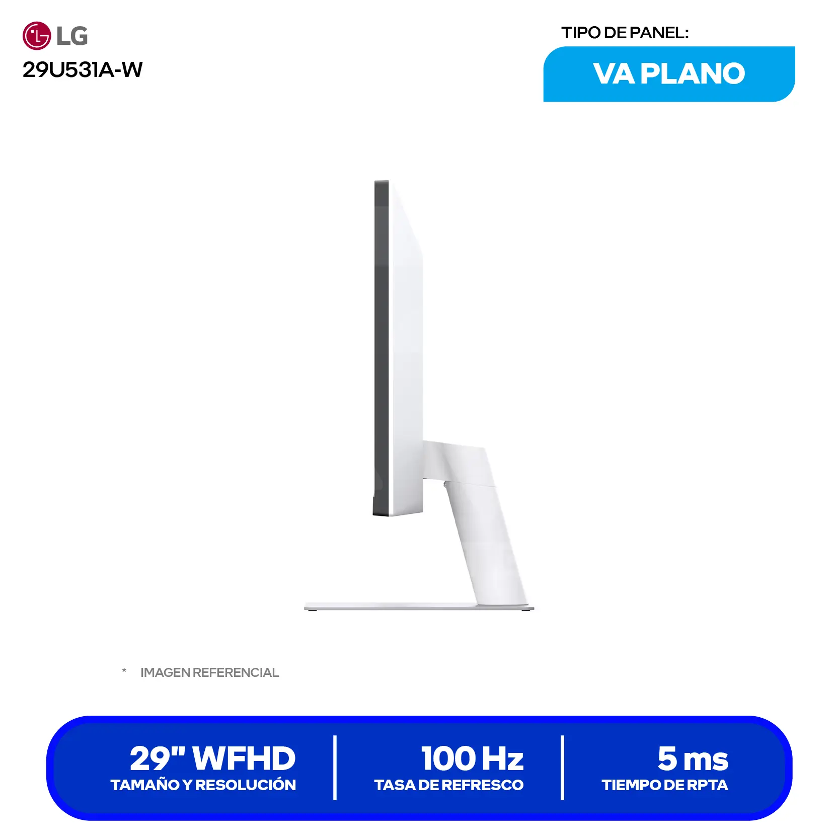 Monitor LG UltraWide 29” IPS (29U531A-W) WFHD, 100Hz, 5ms, Plano, Altavoces Integrados