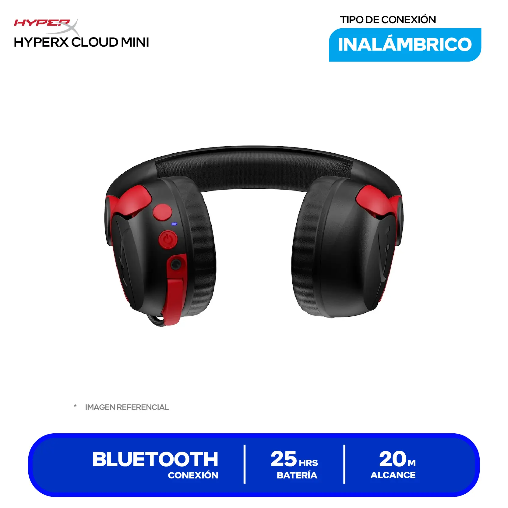 Audífono HyperX Cloud Mini Negro (7G8F1AA), Inalámbrico Bluetooth, Micrófono Integrado