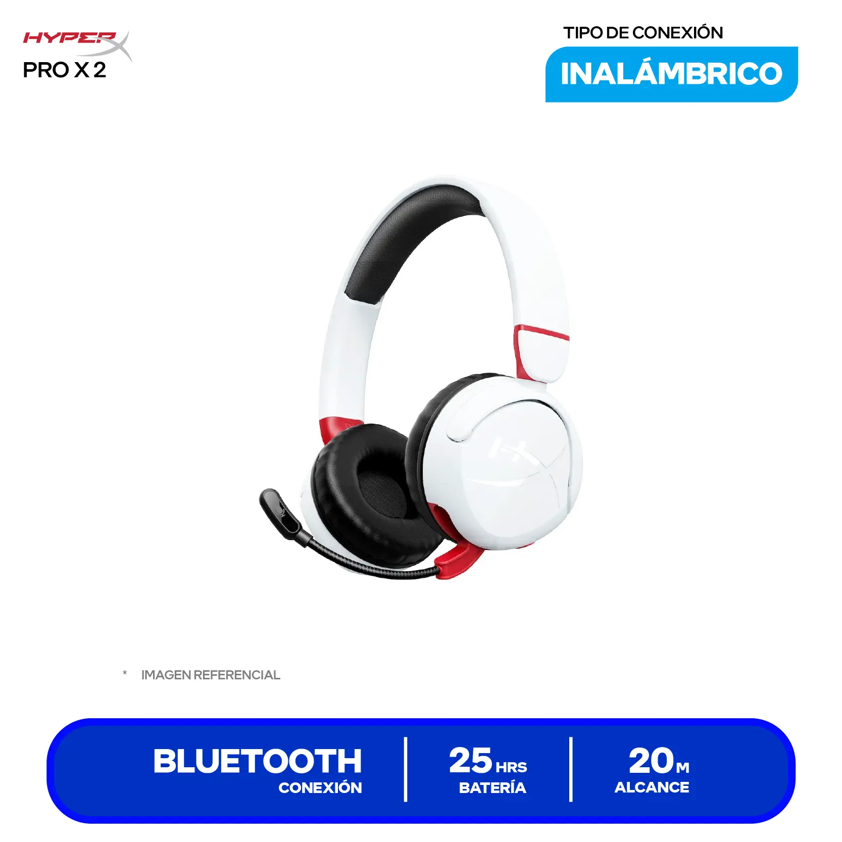 Audífono HyperX Cloud Mini Blanco (7G8F2AA) Inalámbrico Bluetooth, Micrófono Integrado