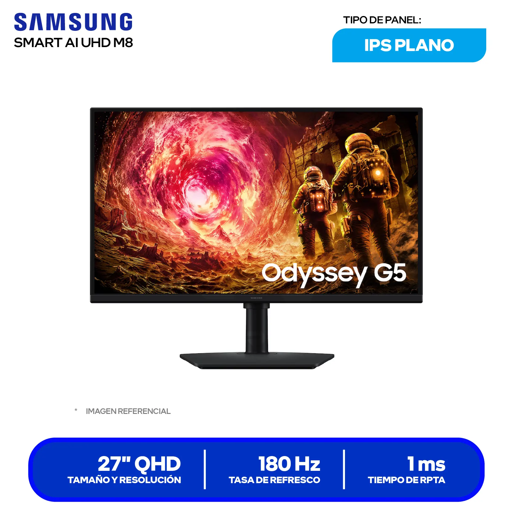 Samsung Odyssey G5 27'' IPS (LS27FG500ELXPE) QHD, 180Hz, 1ms, Plano