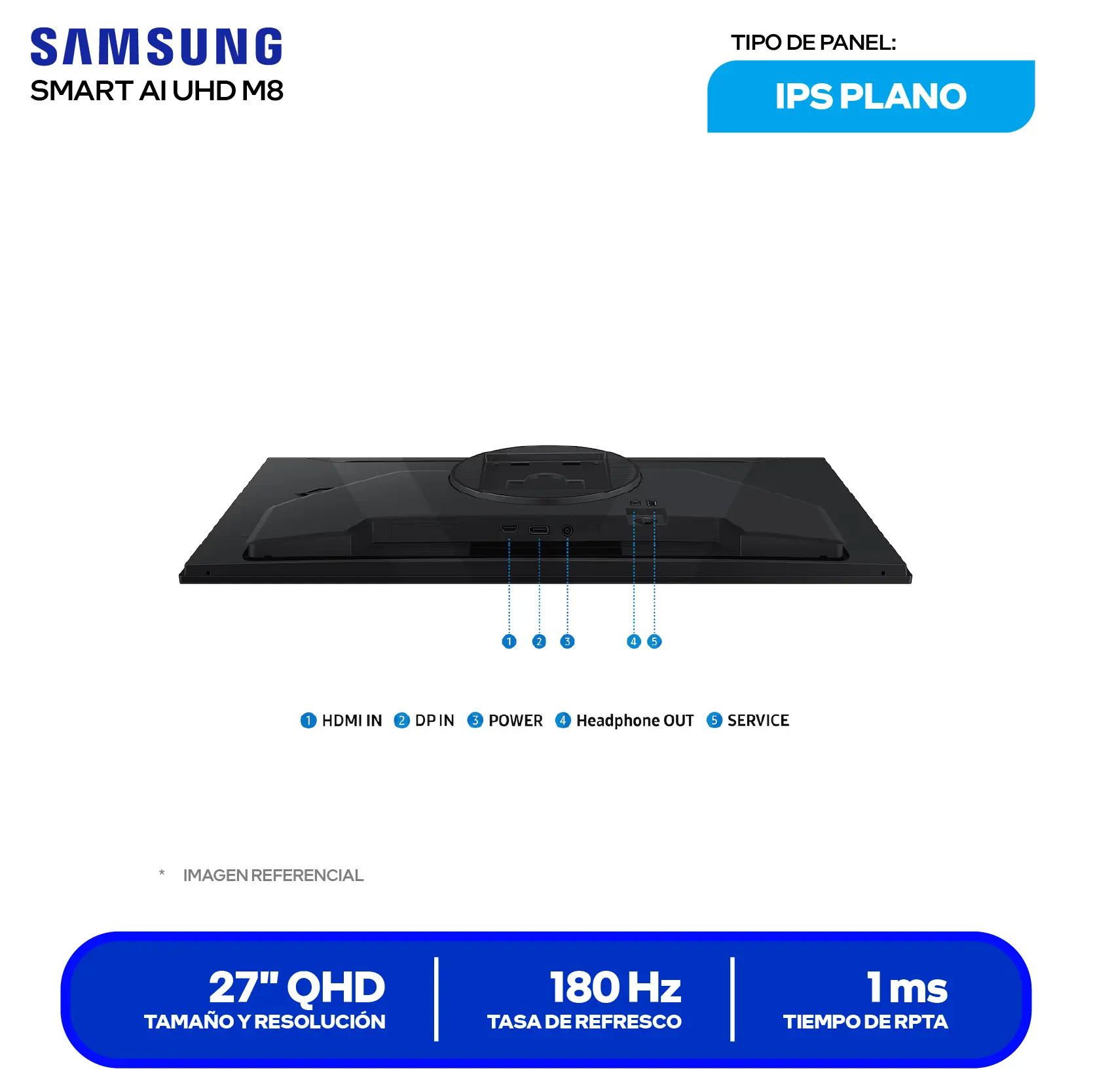 Samsung Odyssey G5 27'' IPS (LS27FG500ELXPE) QHD, 180Hz, 1ms, Plano