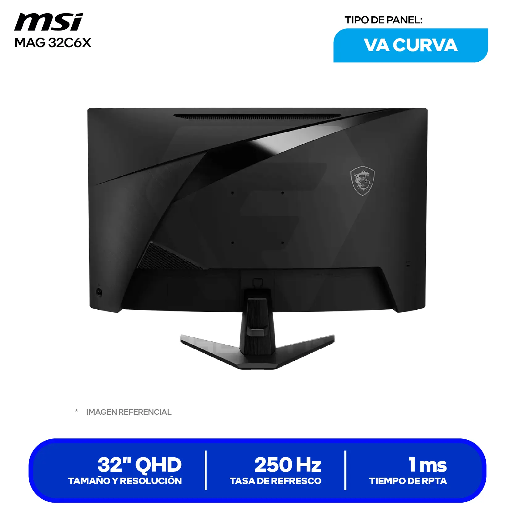 MSI MAG 32C6X 32'' VA (3DD4) FHD, 250Hz, 1ms, Curvo