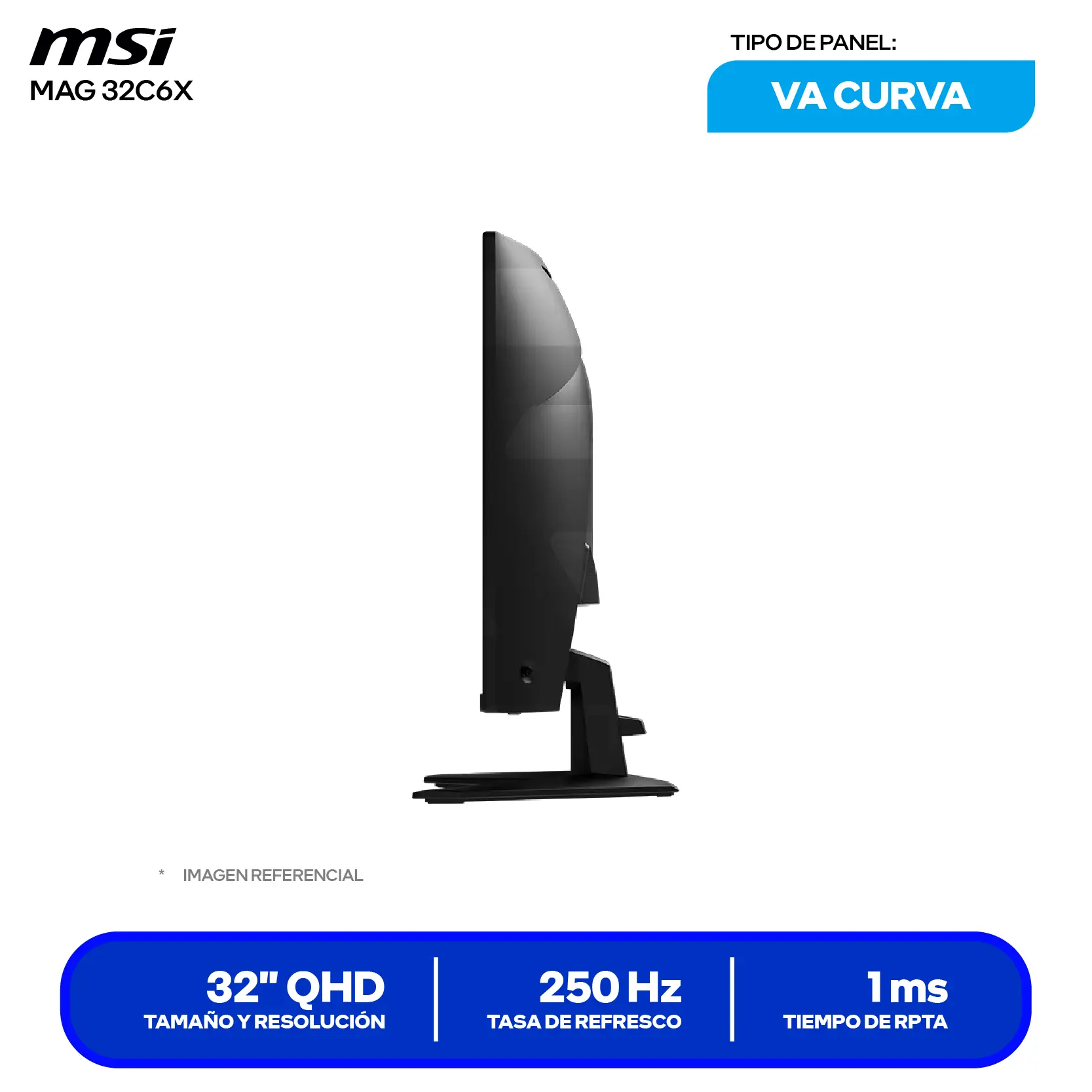 MSI MAG 32C6X 32'' VA (3DD4) FHD, 250Hz, 1ms, Curvo