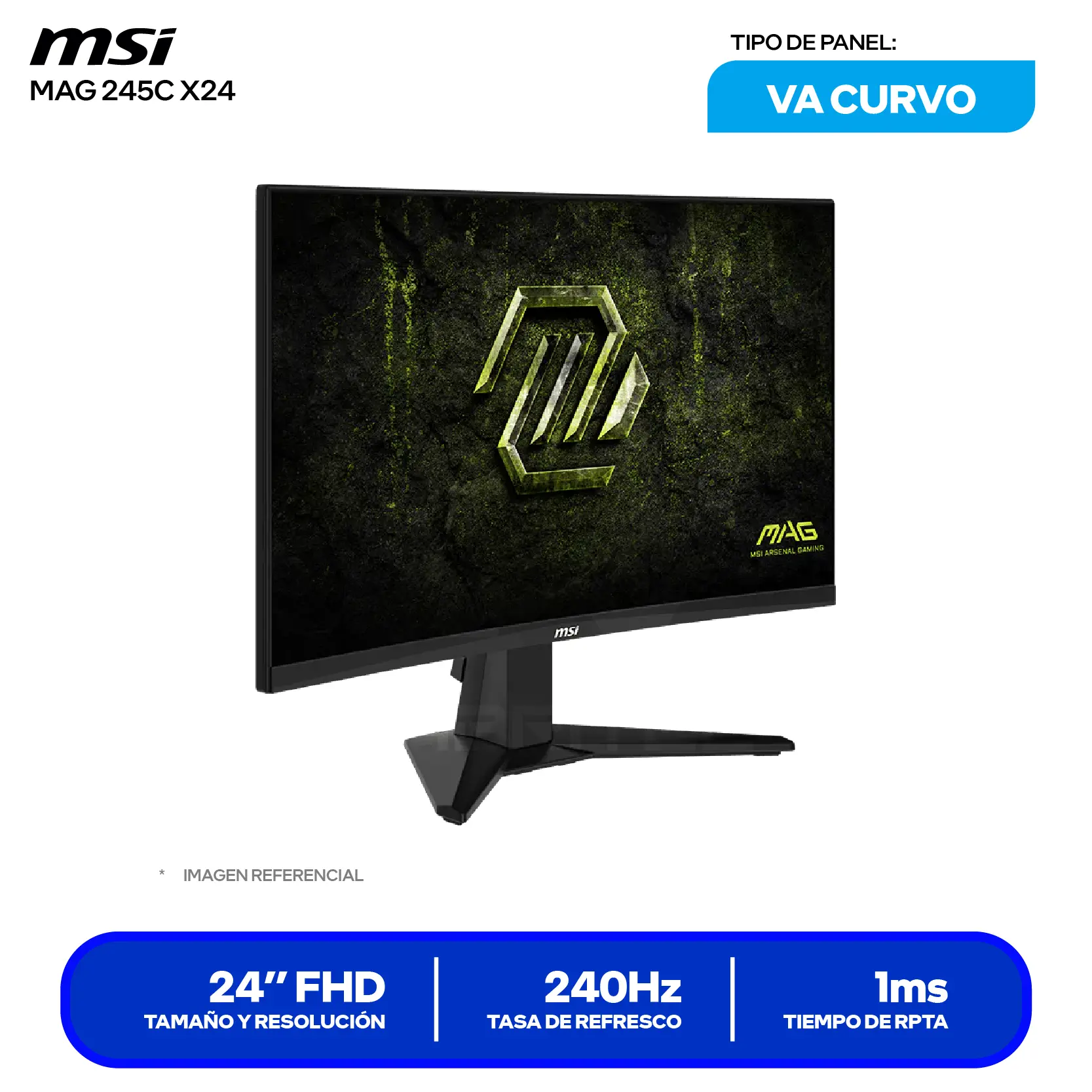 MSI MAG 245C X24 24'' VA (MAG 245C X24) FHD, 240Hz, 1ms, Curvo
