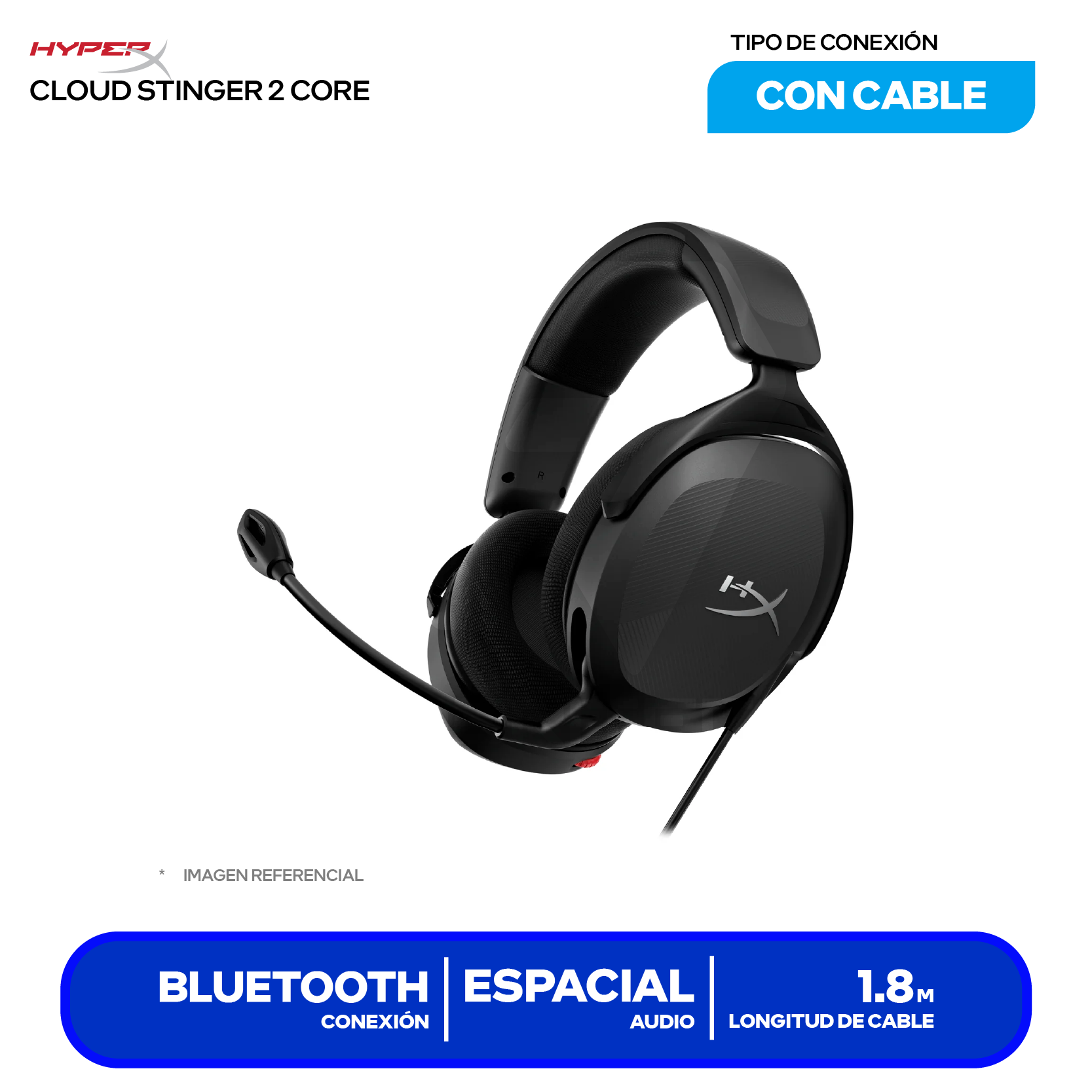 Audífono HyperX Cloud Stinger 2 Negro (683L9AA) Jack 3.5, DTS Headphone:X, Micrófono Integrado