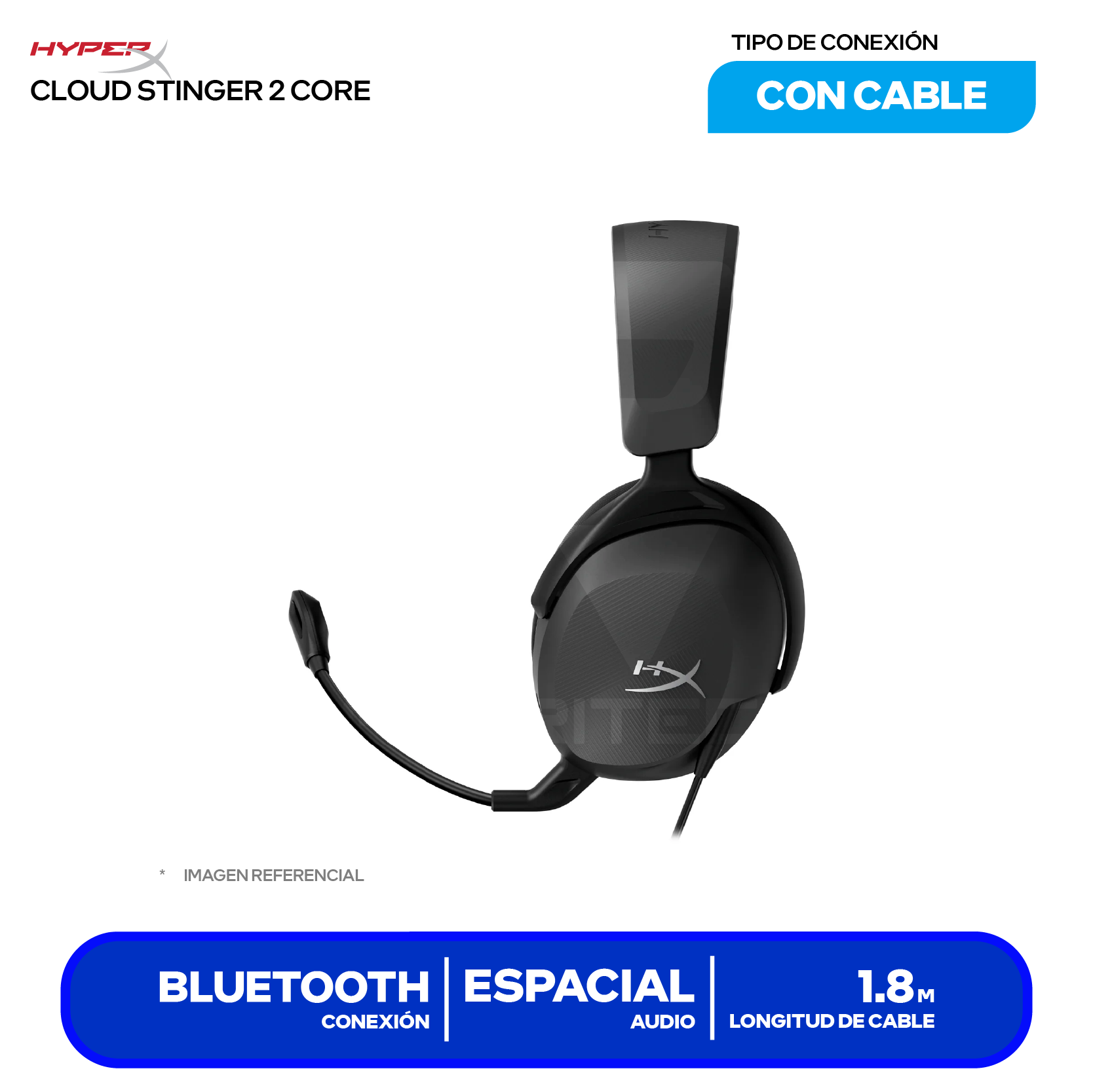 Audífono HyperX Cloud Stinger 2 Negro (683L9AA) Jack 3.5, DTS Headphone:X, Micrófono Integrado