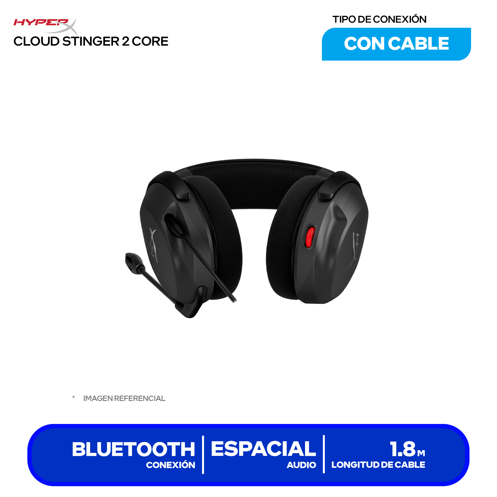 Audífono HyperX Cloud Stinger 2 Negro (683L9AA) Jack 3.5, DTS Headphone:X, Micrófono Integrado