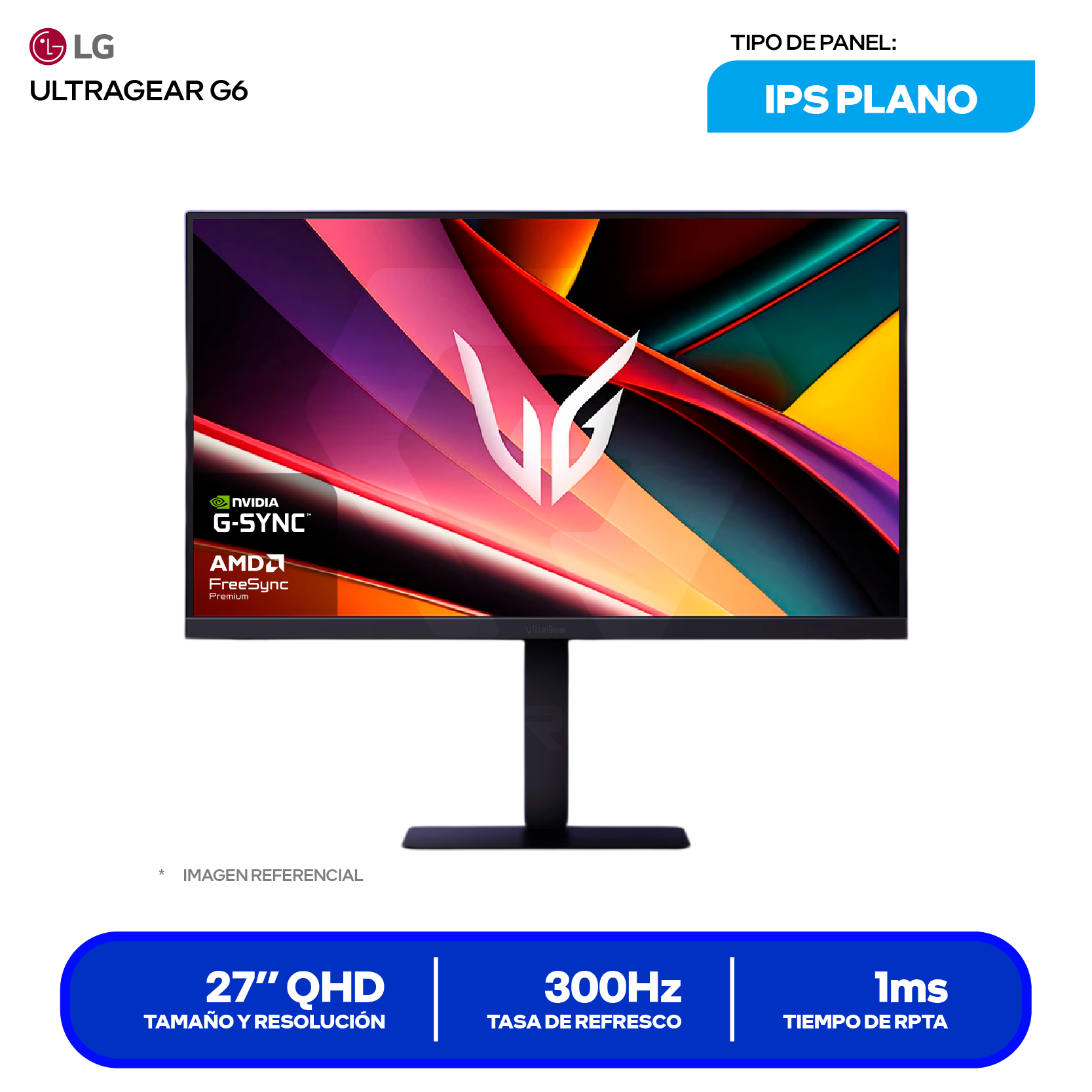 LG UltraGear 27G640A-B 27" IPS (27G640A-B) QHD, 300Hz, 1ms, Plano, Altavoces Integrados, USB-C