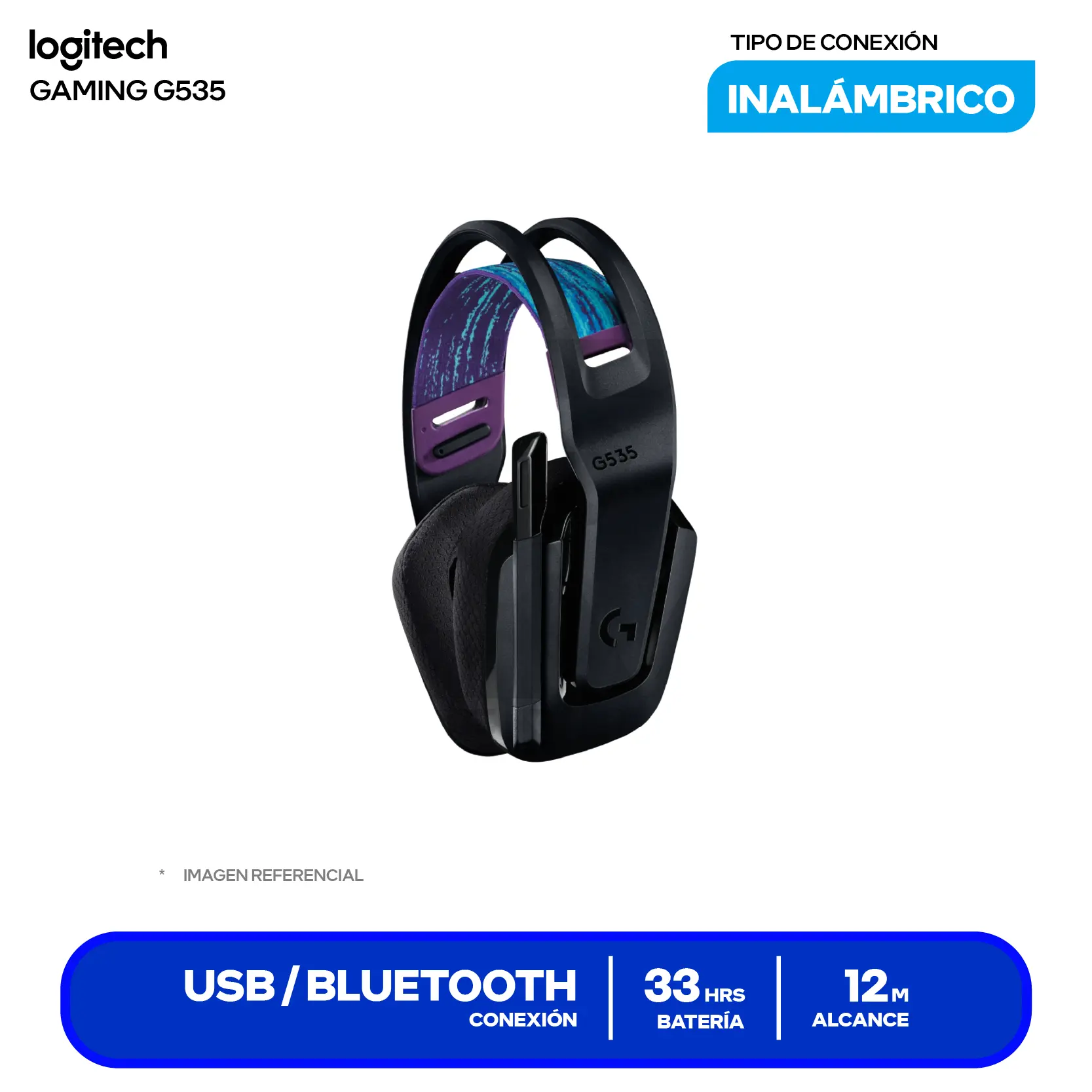 Audífono Logitech G435 Negro (939-002218) Inalámbrico LIGHTSPEED, Bluetooth, Micrófono Integrado