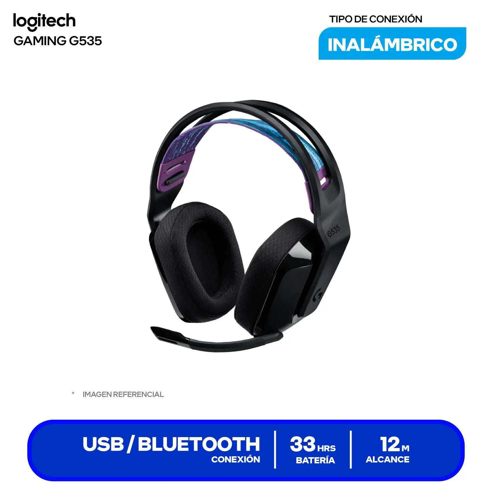 Audífono Logitech G435 Negro (939-002218) Inalámbrico LIGHTSPEED, Bluetooth, Micrófono Integrado