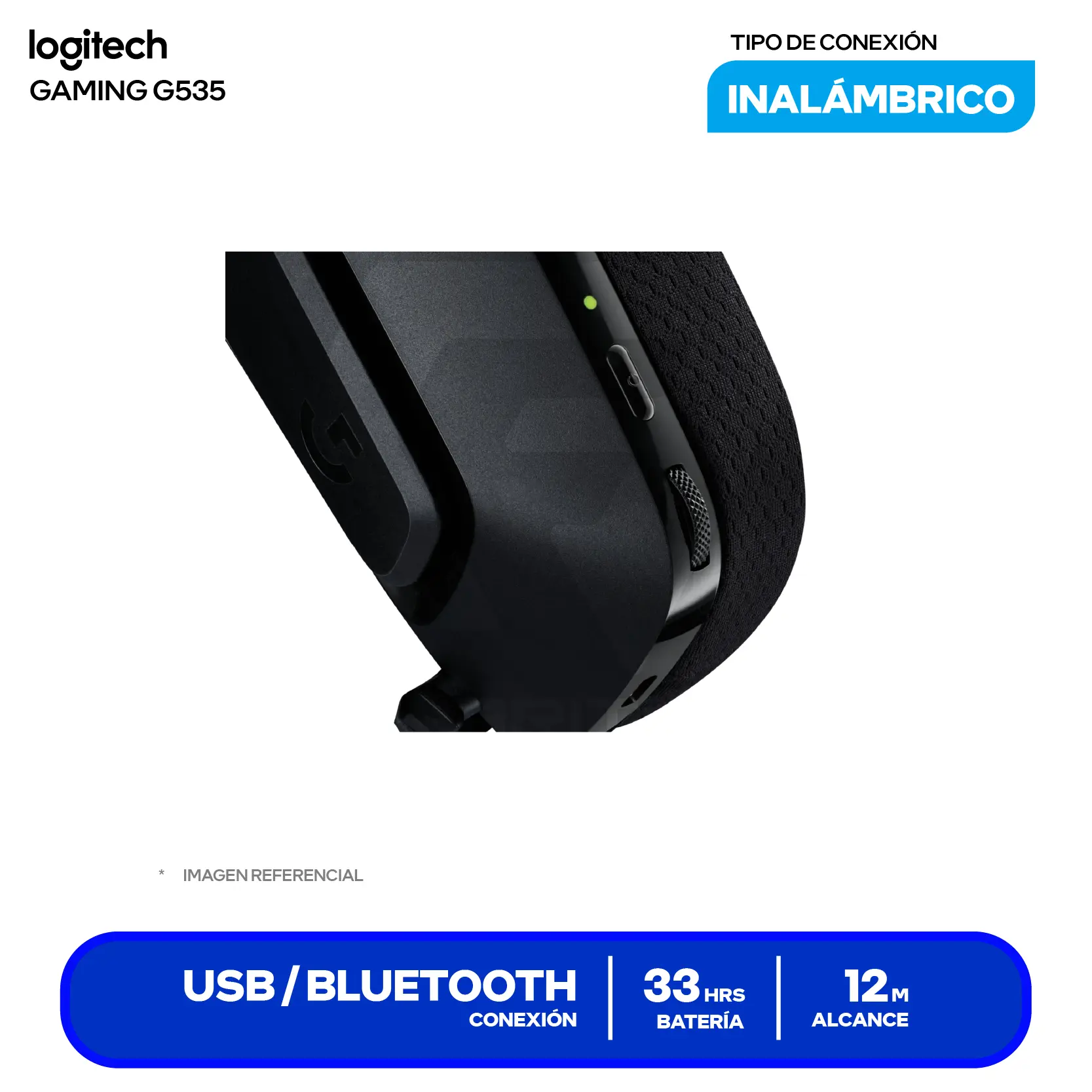 Audífono Logitech G435 Negro (939-002218) Inalámbrico LIGHTSPEED, Bluetooth, Micrófono Integrado