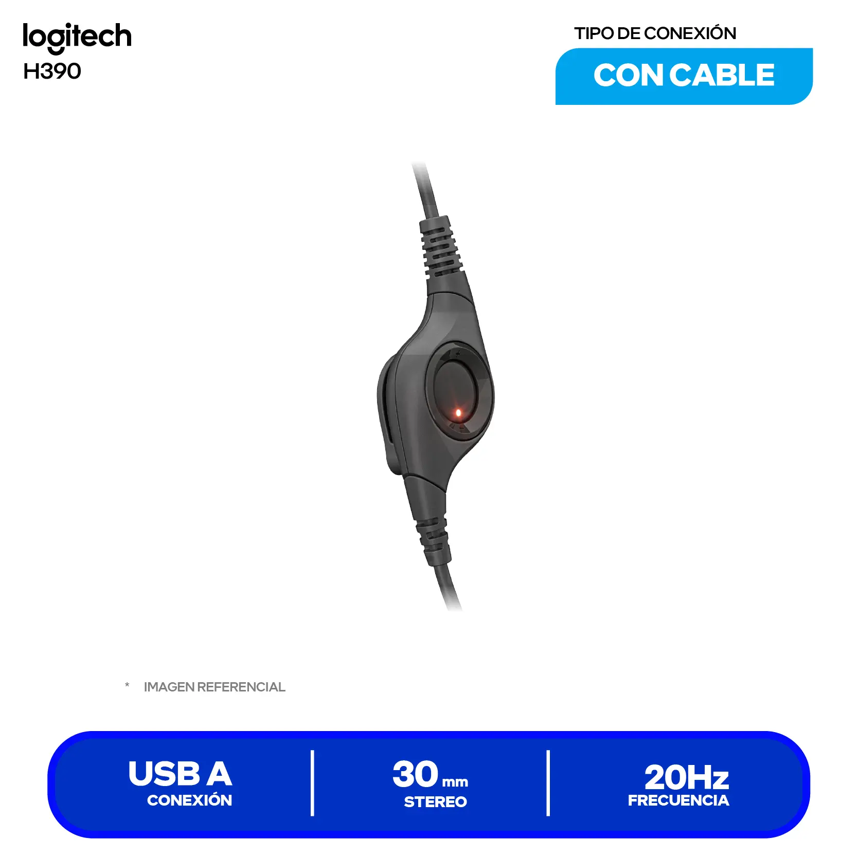 Audífono Logitech H390 Negro (981-000014) USB, Micrófono Integrado
