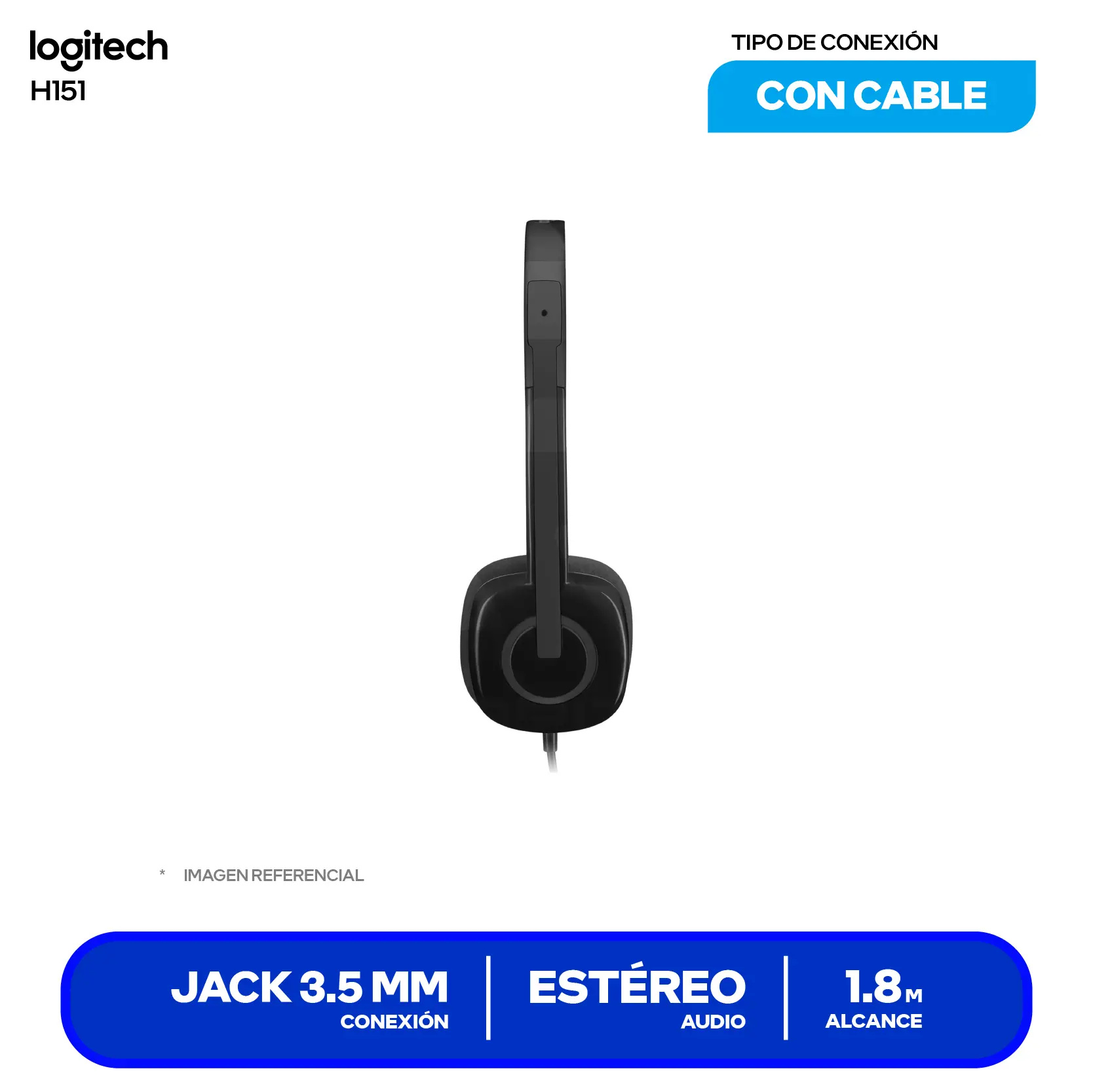 Audífono Logitech H111 Negro (981-000587) Jack 3.5, Micrófono Integrado