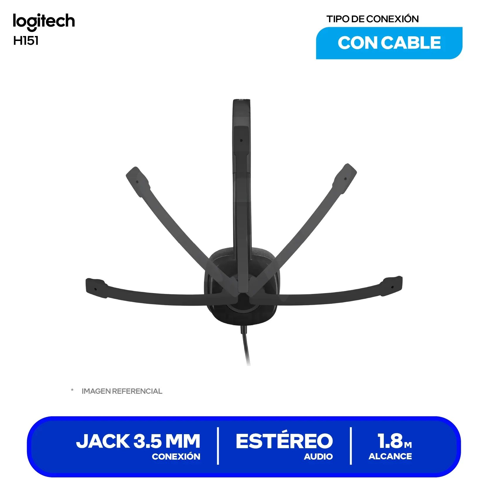 Audífono Logitech H111 Negro (981-000587) Jack 3.5, Micrófono Integrado