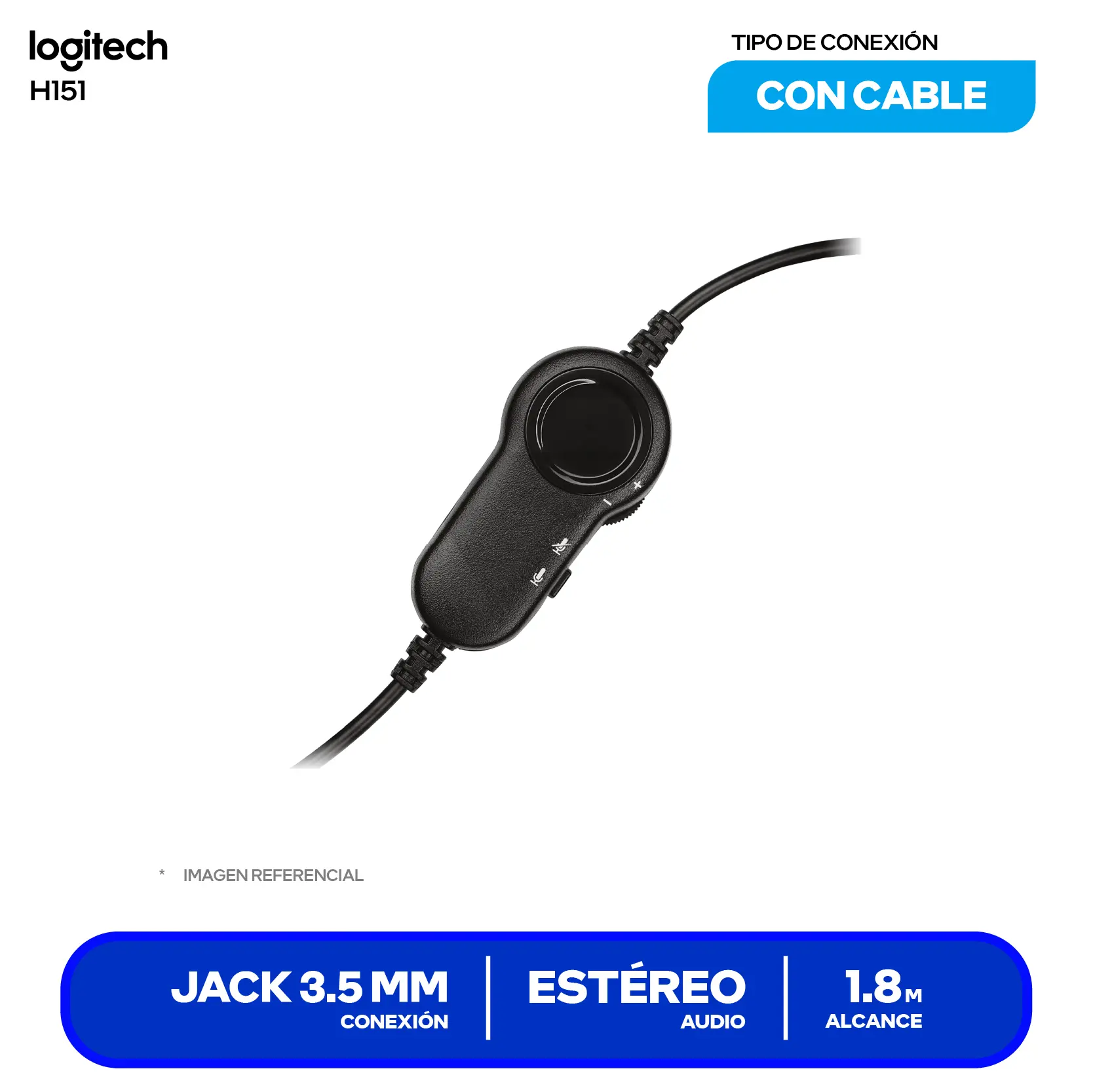 Audífono Logitech H111 Negro (981-000587) Jack 3.5, Micrófono Integrado