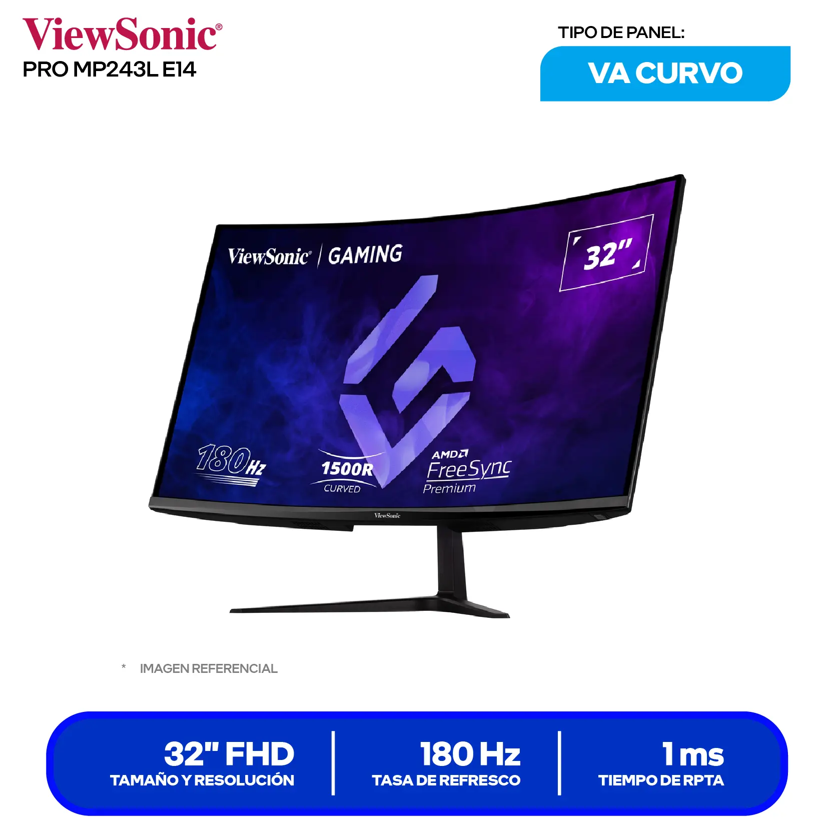 ViewSonic VX3218-PC-MHD 32'' (VX3218-PC-MHD) FHD, 180Hz, 1ms, Curvo, Altavoces Integrados