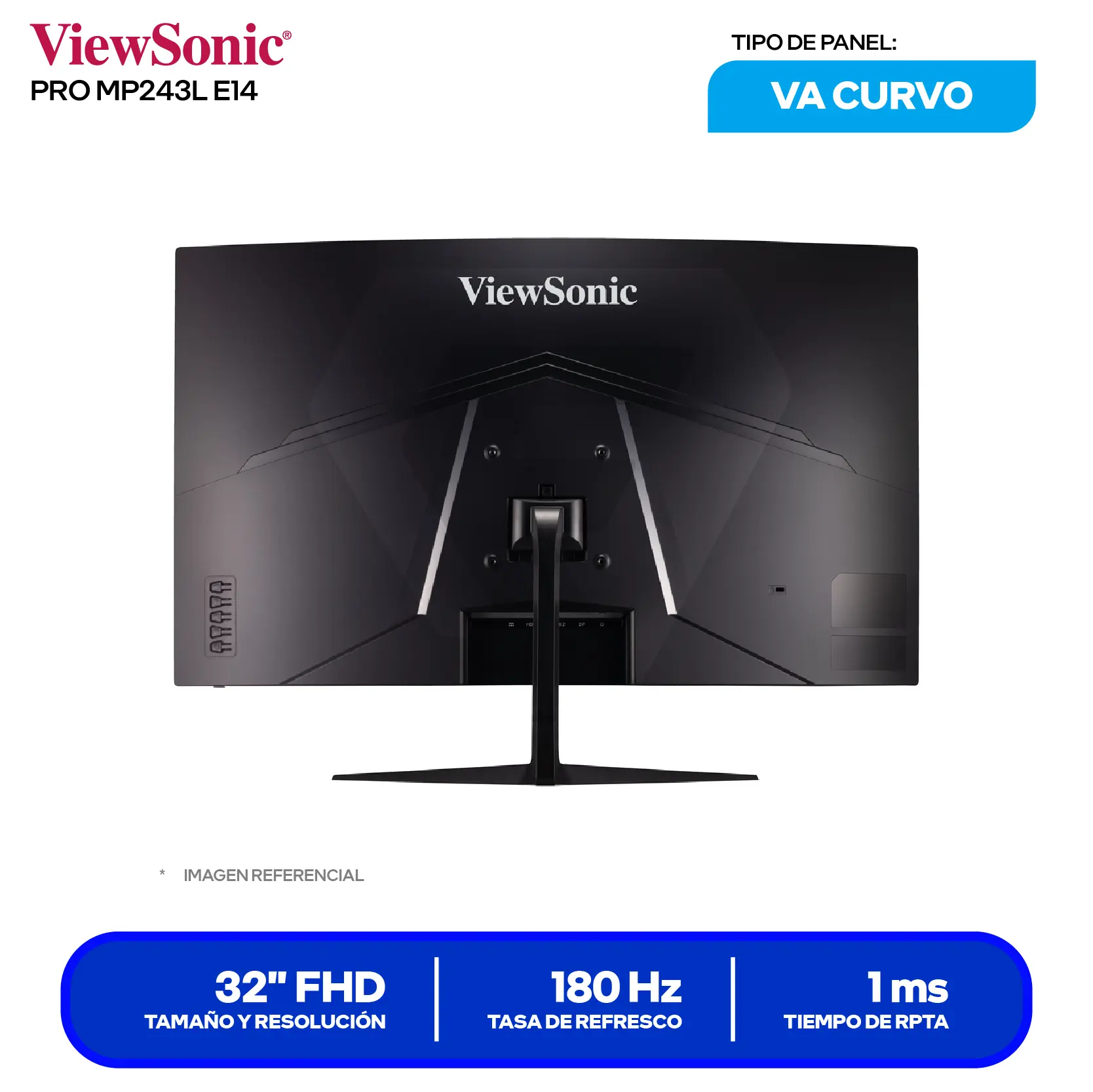 ViewSonic VX3218-PC-MHD 32'' (VX3218-PC-MHD) FHD, 180Hz, 1ms, Curvo, Altavoces Integrados