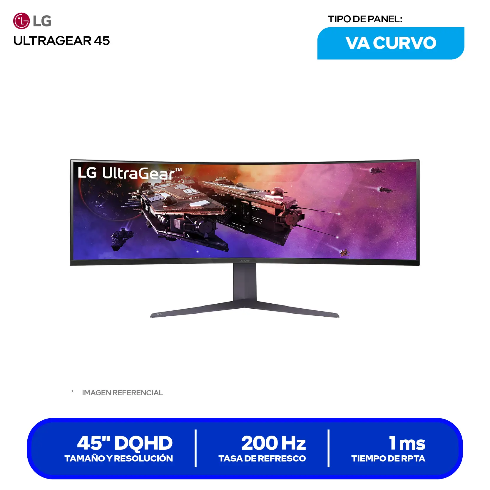 LG UltraGear 45GR75DC-B 45'' VA (45GR75DC-B) DQHD, 200Hz, 1ms, Curvo