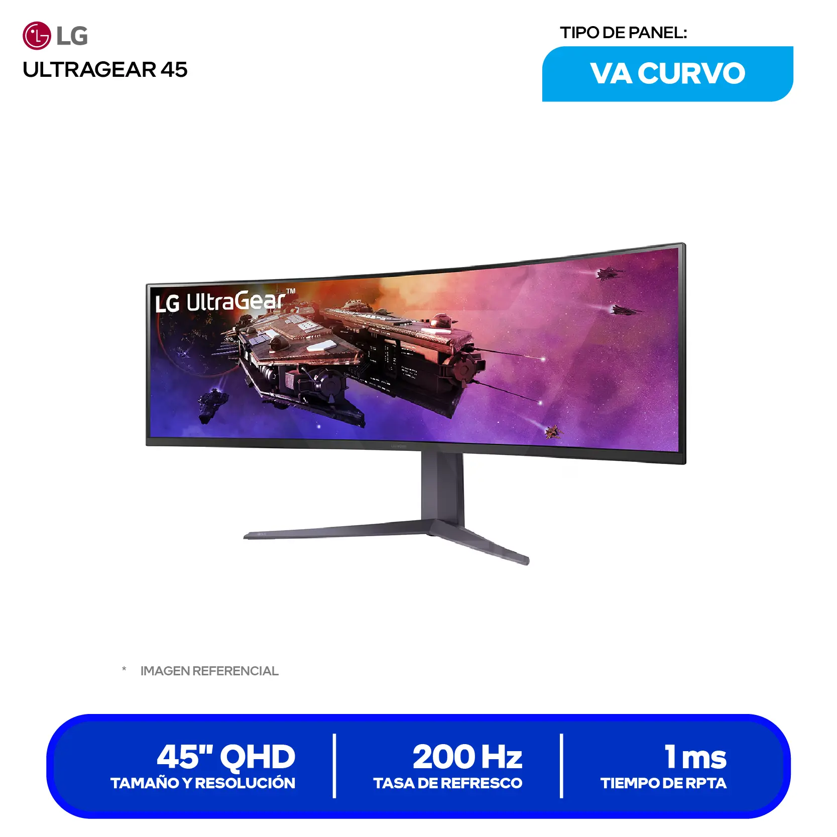 LG UltraGear 45GR75DC-B 45'' VA (45GR75DC-B) DQHD, 200Hz, 1ms, Curvo