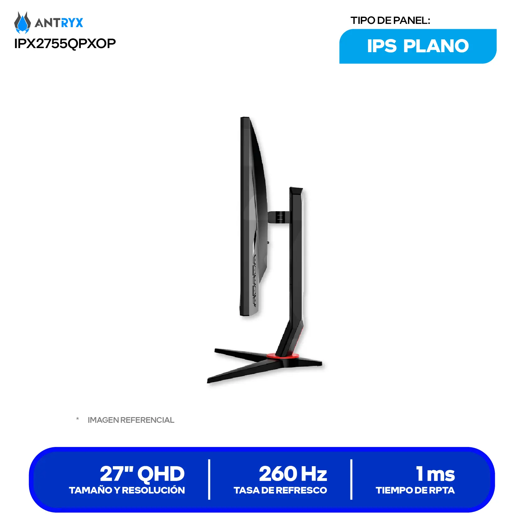 Monitor Gaming Antryx Xtreme Vision 27'' IPS (IPX2755QPXOP) QHD, 260Hz, 1ms MPRT, Plano
