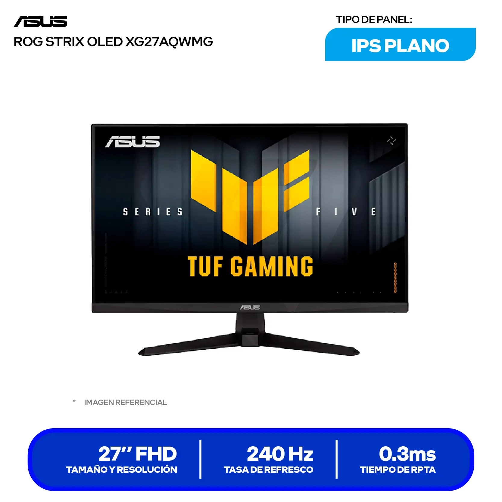 Monitor Asus TUF Gaming 27'' IPS (VG279QM5A) FHD, 240Hz, 1ms, Plano, Altavoces Integrados