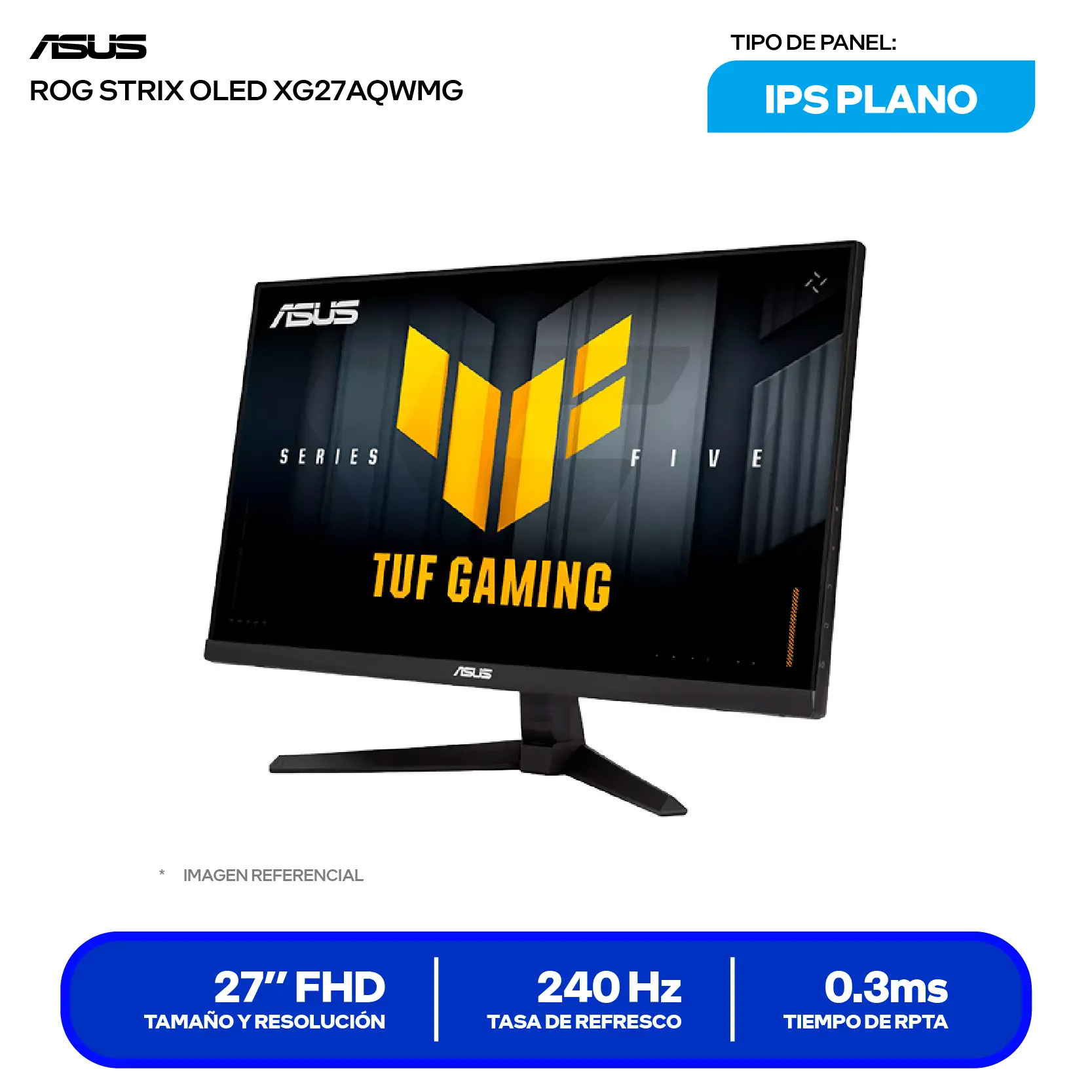 Monitor Asus TUF Gaming 27'' IPS (VG279QM5A) FHD, 240Hz, 1ms, Plano, Altavoces Integrados
