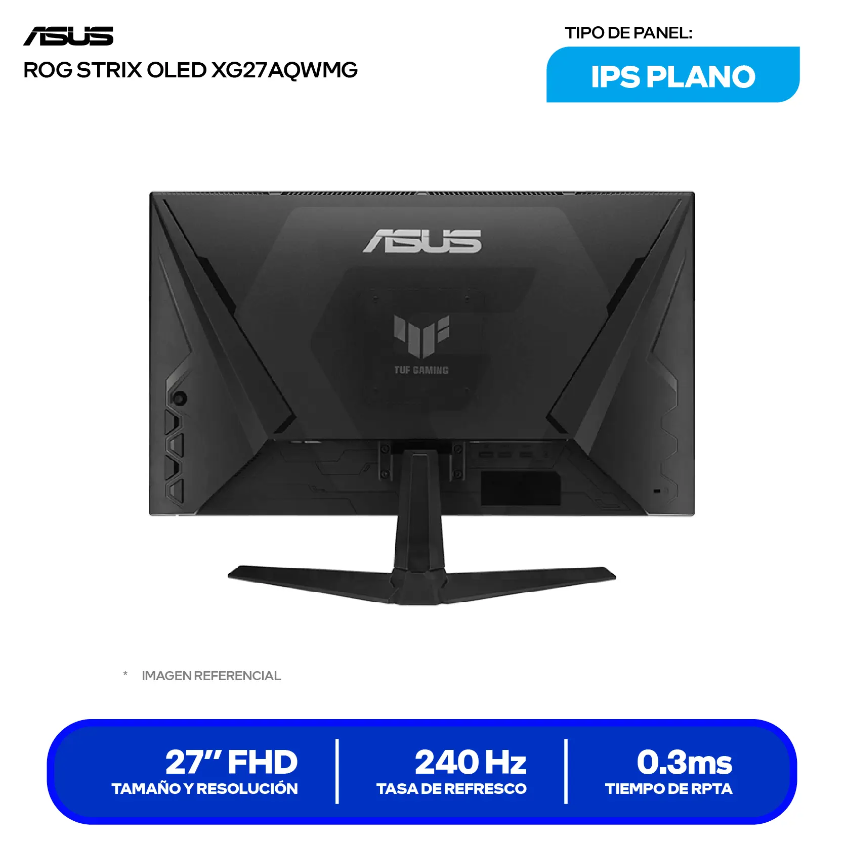 Monitor Asus TUF Gaming 27'' IPS (VG279QM5A) FHD, 240Hz, 1ms, Plano, Altavoces Integrados