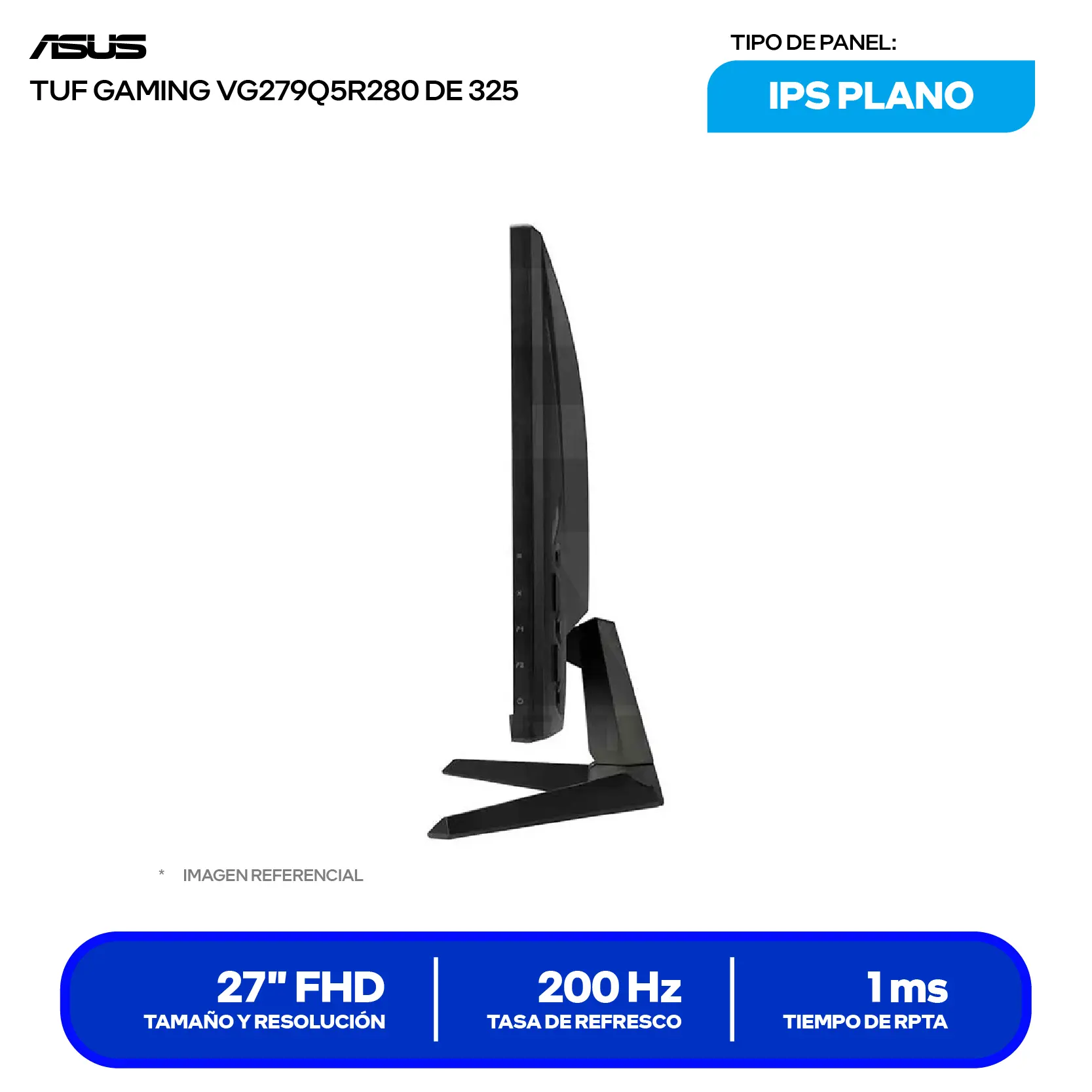 Monitor Asus TUF Gaming 27'' IPS (VG279Q5R) FHD, 200Hz, 1ms, Plano, Altavoces Integrados