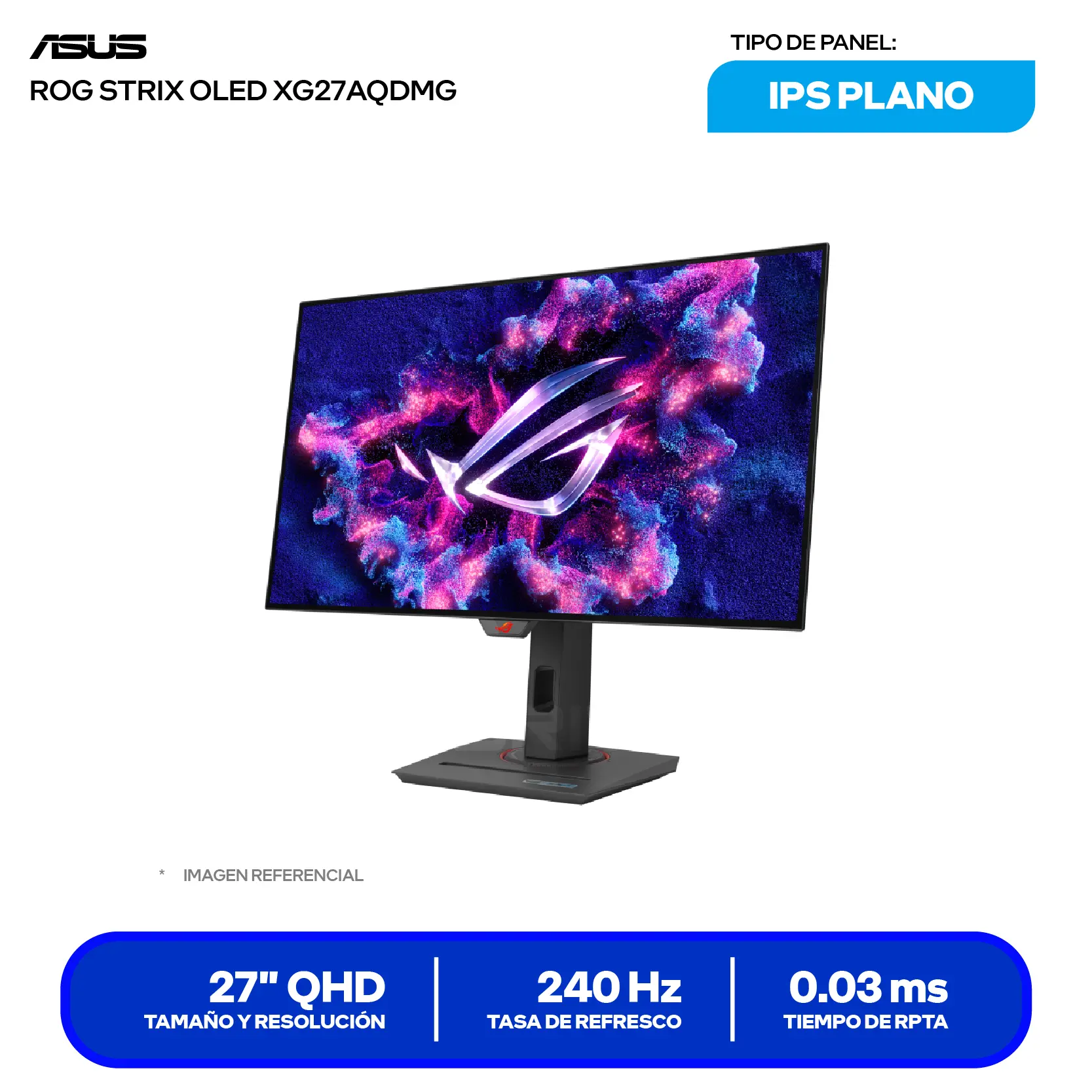 Monitor Asus ROG Strix 26.5'' WOLED (XG27AQDMG) QHD, 240Hz, 0.03ms, Plano