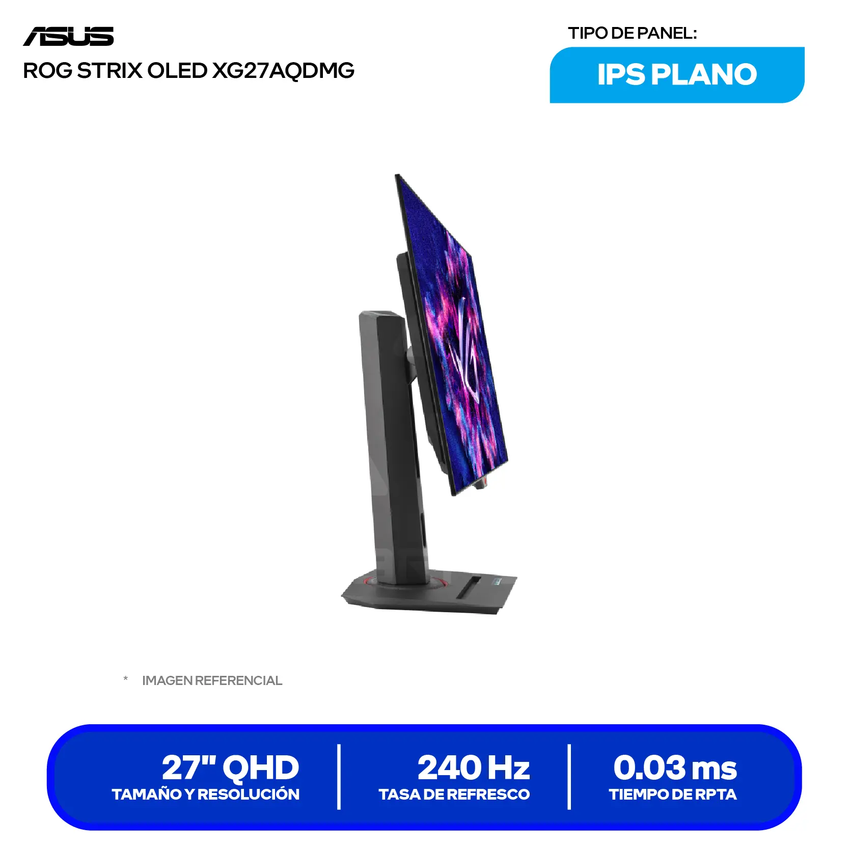 Monitor Asus ROG Strix 26.5'' WOLED (XG27AQDMG) QHD, 240Hz, 0.03ms, Plano