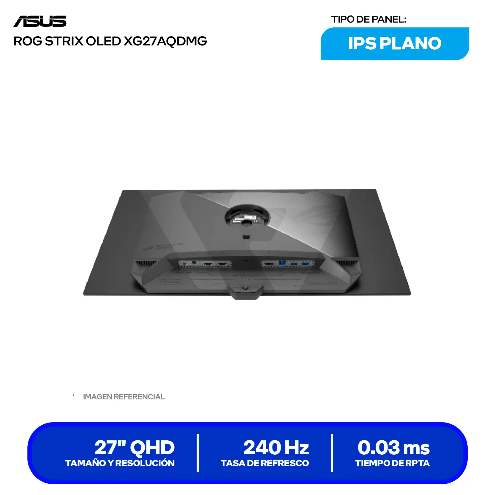 Monitor Asus ROG Strix 26.5'' WOLED (XG27AQDMG) QHD, 240Hz, 0.03ms, Plano