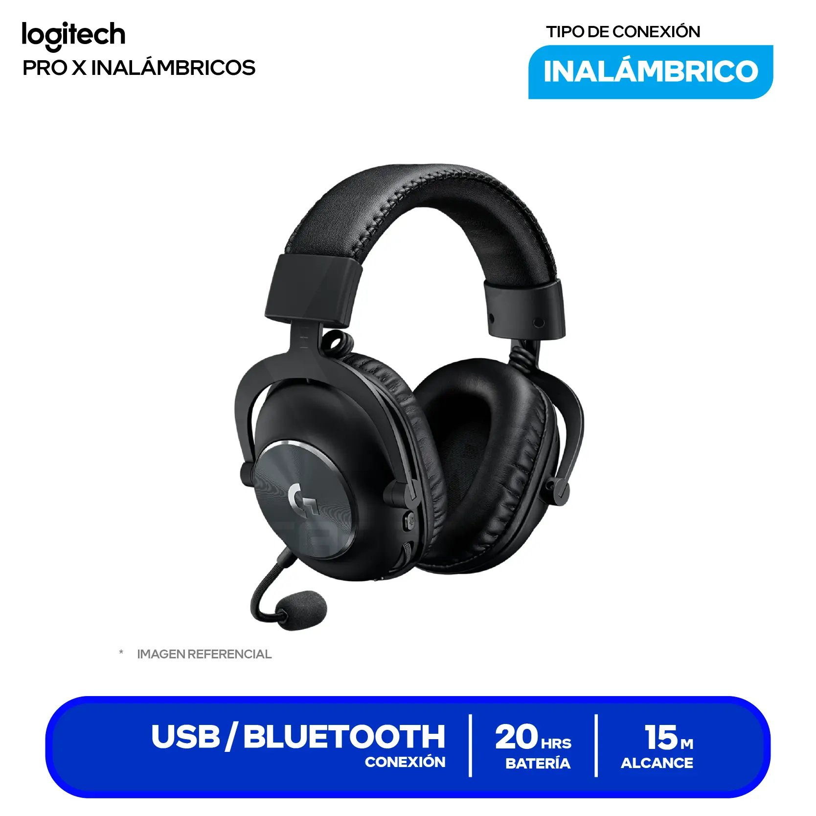 Audífono Logitech G PRO X Wireless Negro (981-000906) Inalámbrico LIGHTSPEED, Micrófono Integrado