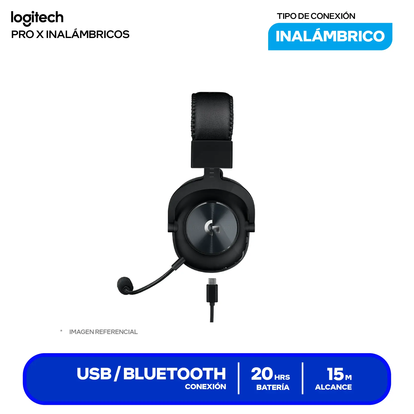 Audífono Logitech G PRO X Wireless Negro (981-000906) Inalámbrico LIGHTSPEED, Micrófono Integrado