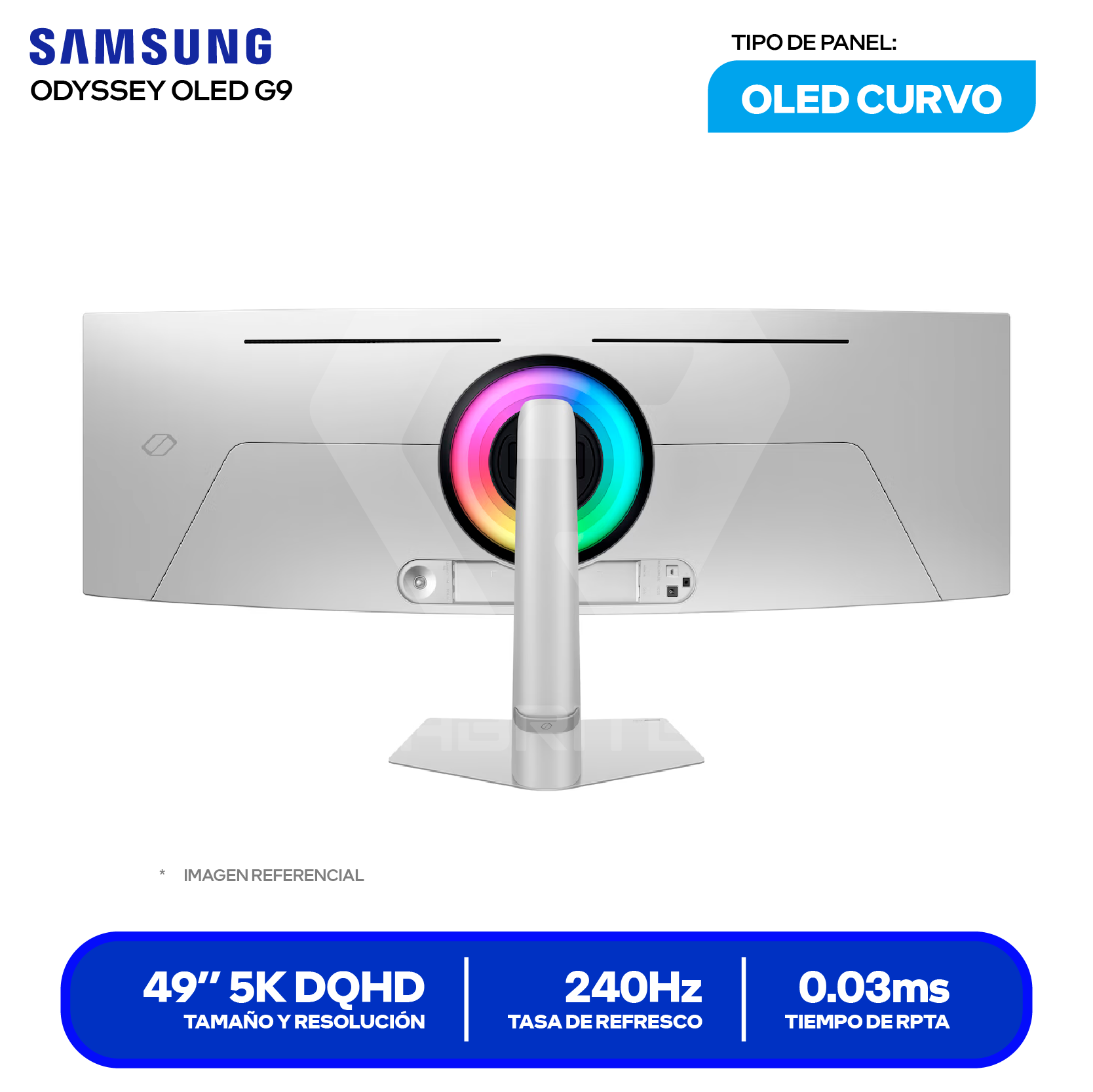 Monitor Samsung Odyssey G9 49" OLED (LS49DG930SLXPE) DQHD, 240Hz, 0.03ms, Curvo, OLED