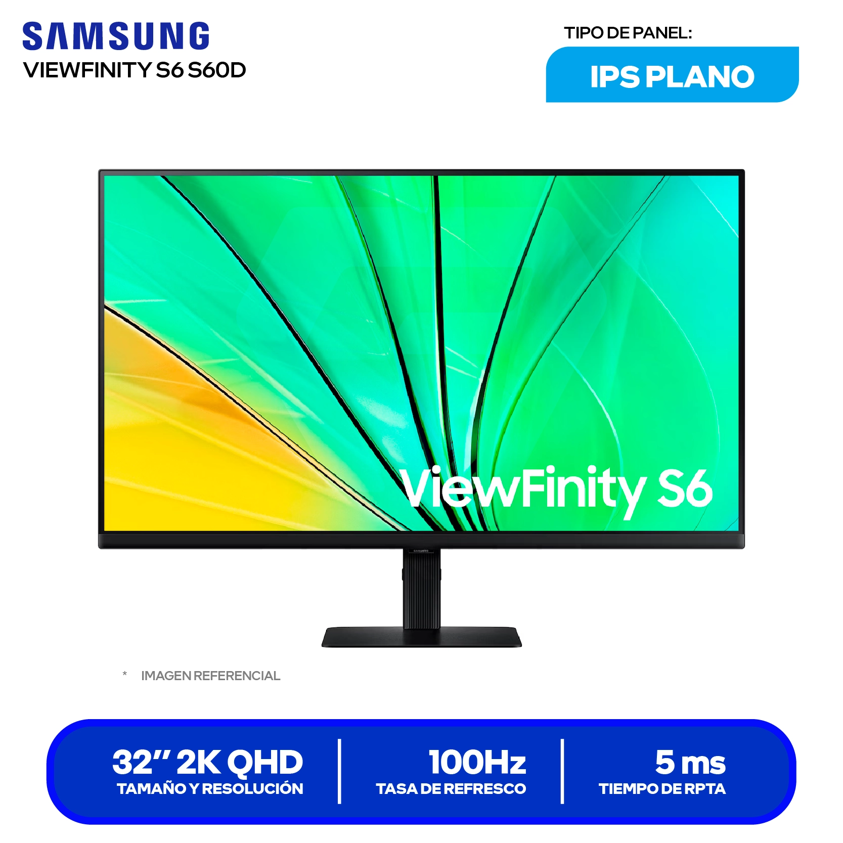 Monitor Samsung ViewFinity S6 32" IPS (LS32D600EALXZA) QHD, 100Hz, 5ms, Plano